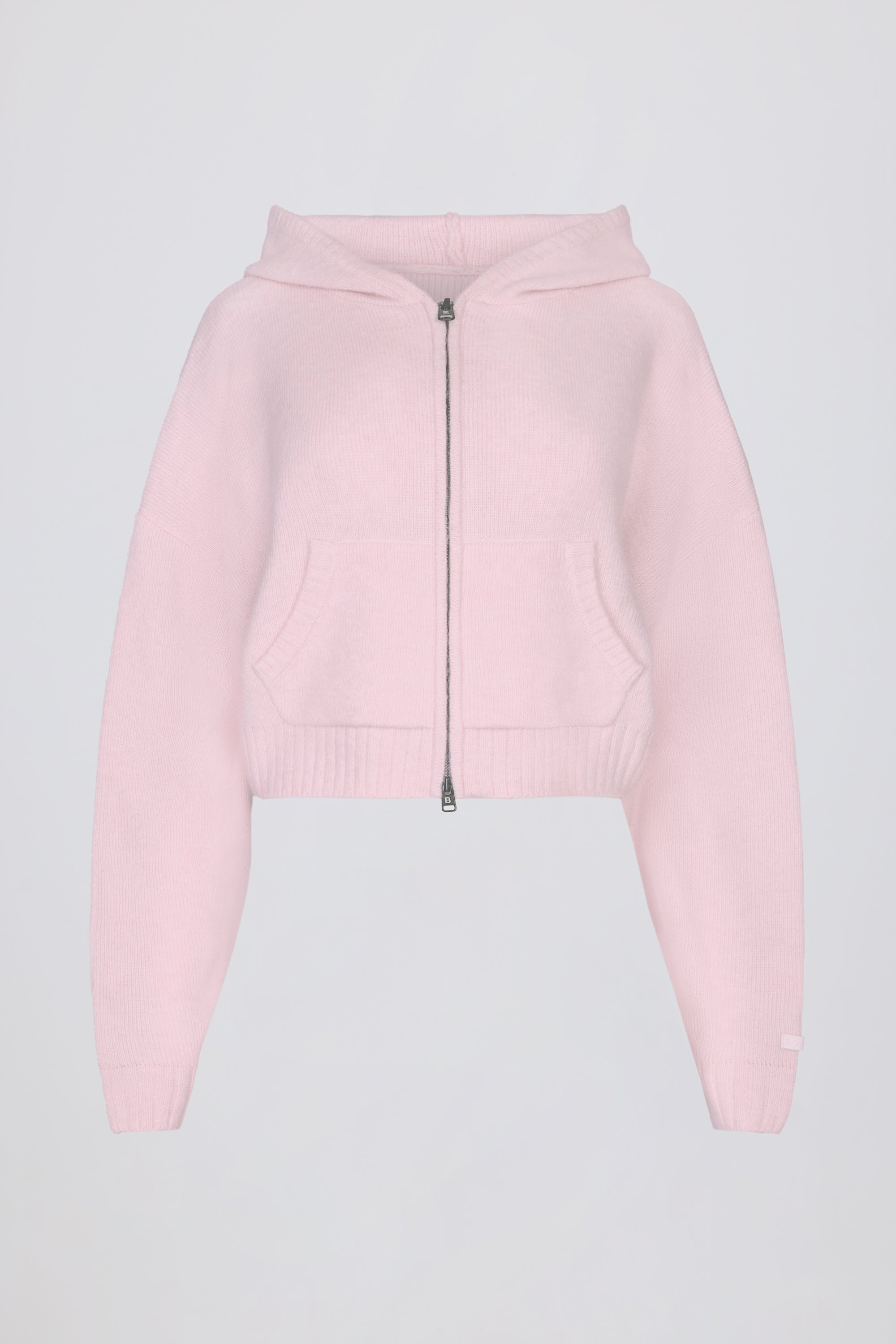 Soft Knit Zip-Up Cropped Hoodie in Soft Pink – Bo+Tee