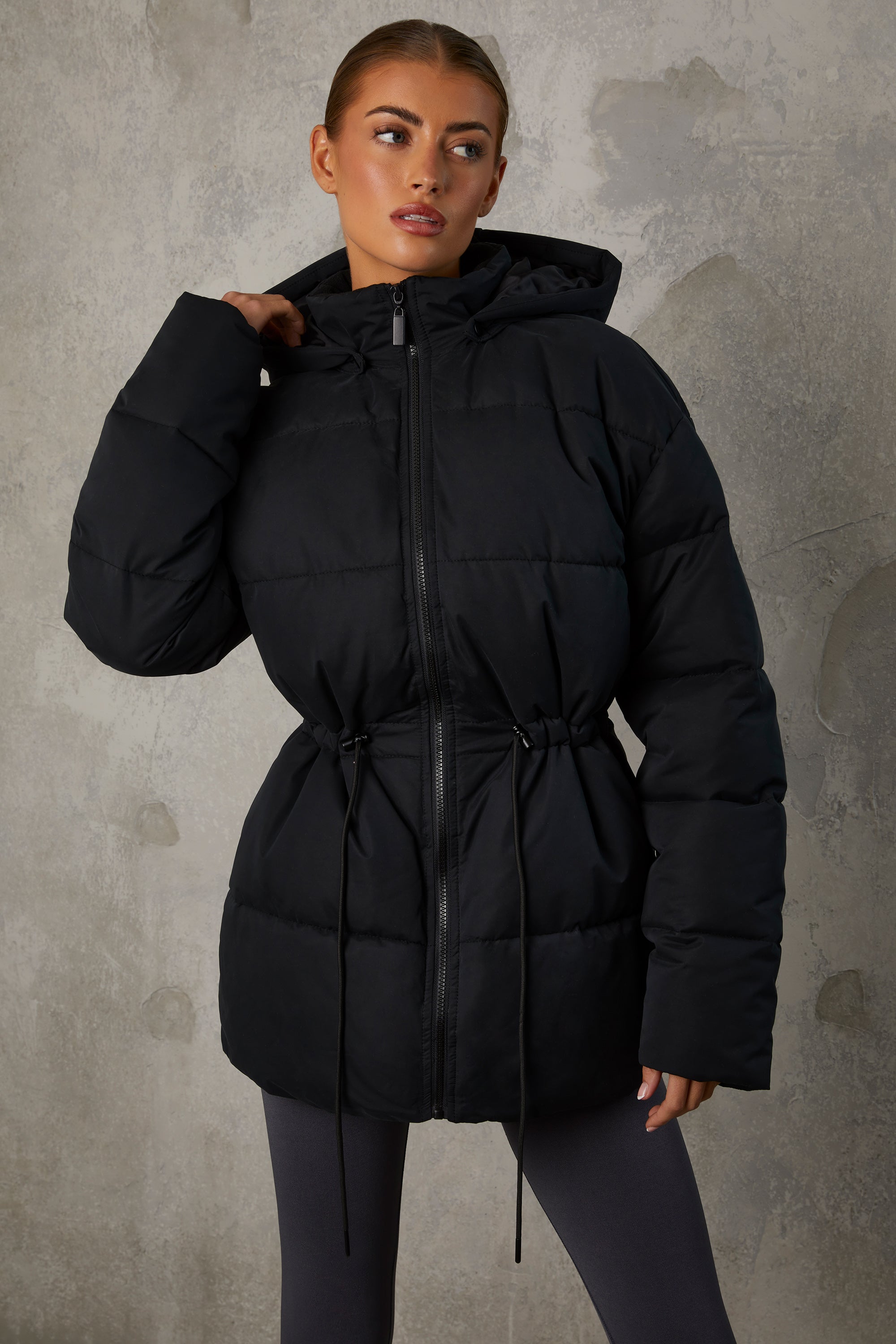 Hooded Puffer Jacket - Black - Ladies