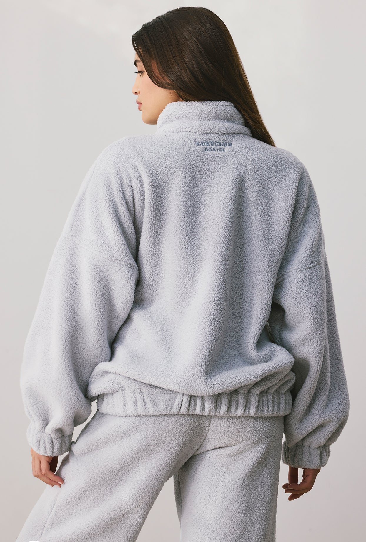 Cushy Oversized Fleece Zip Up Jacket in Fog | Bo+Tee – Bo&Tee