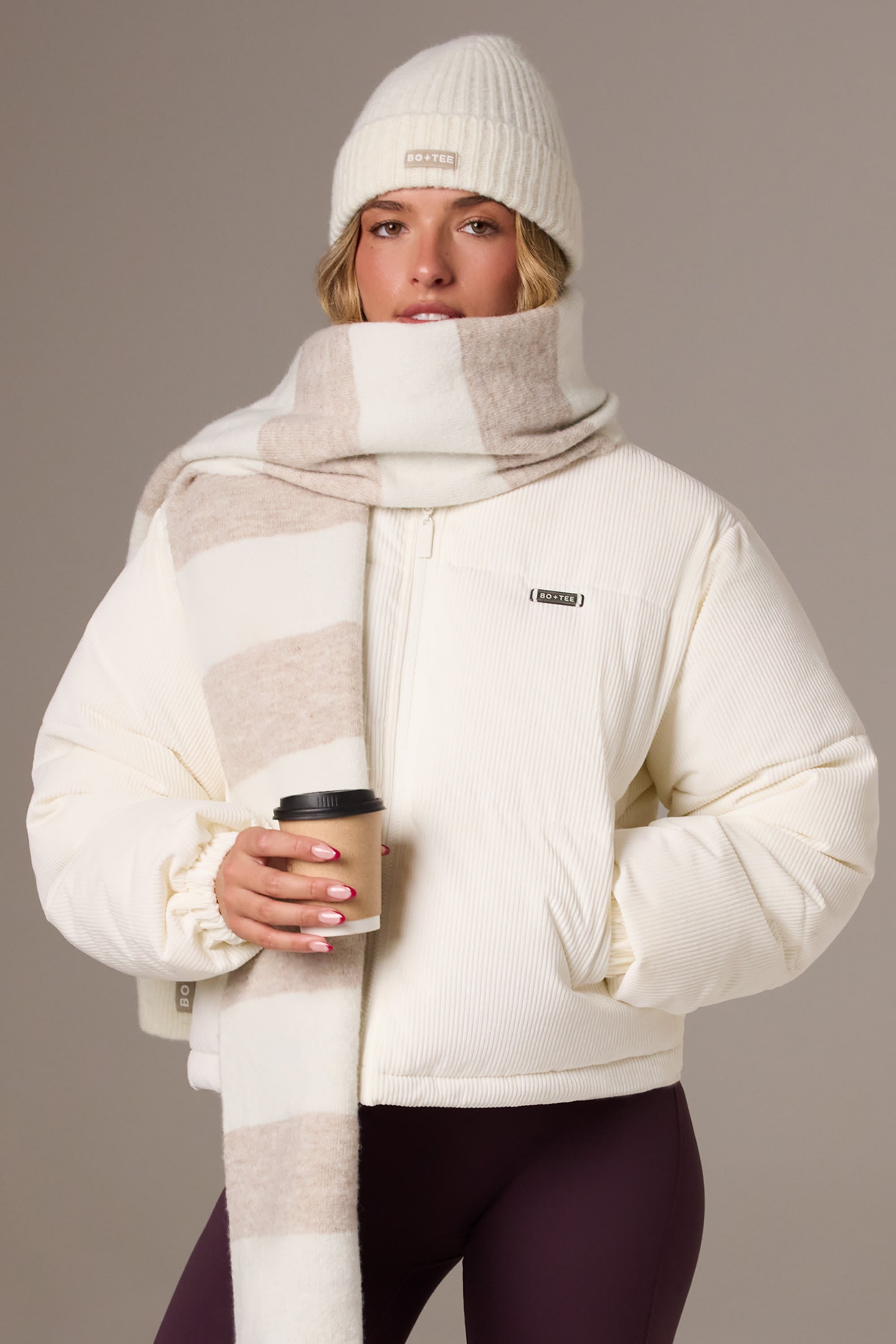 Corduroy Quilted Puffer Jacket in Ivory – Bo+Tee