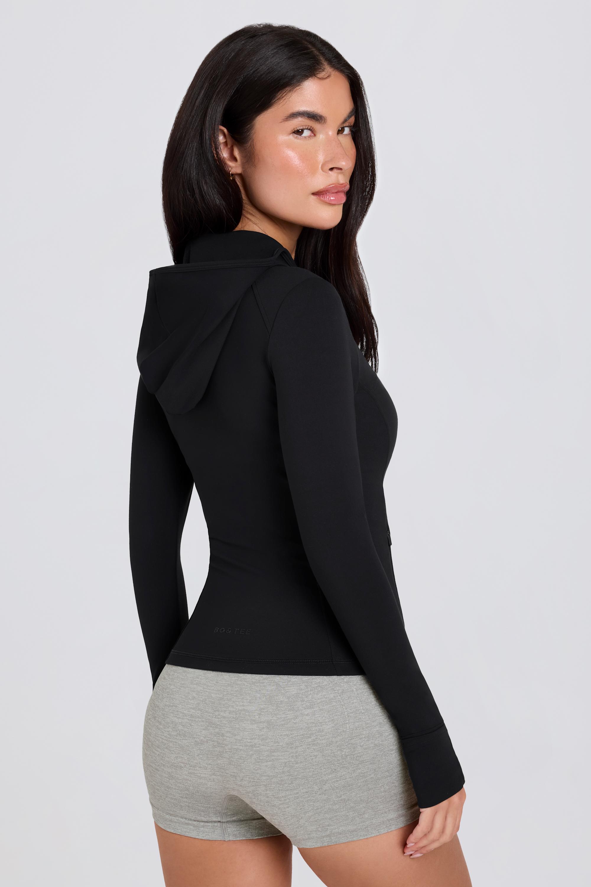 Soft Active Hooded Mid-Layer Jacket in Black – Bo+Tee