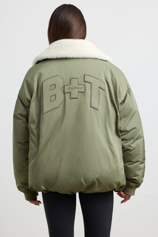 Any Day - Oversized Bomber Jacket in Deep Olive