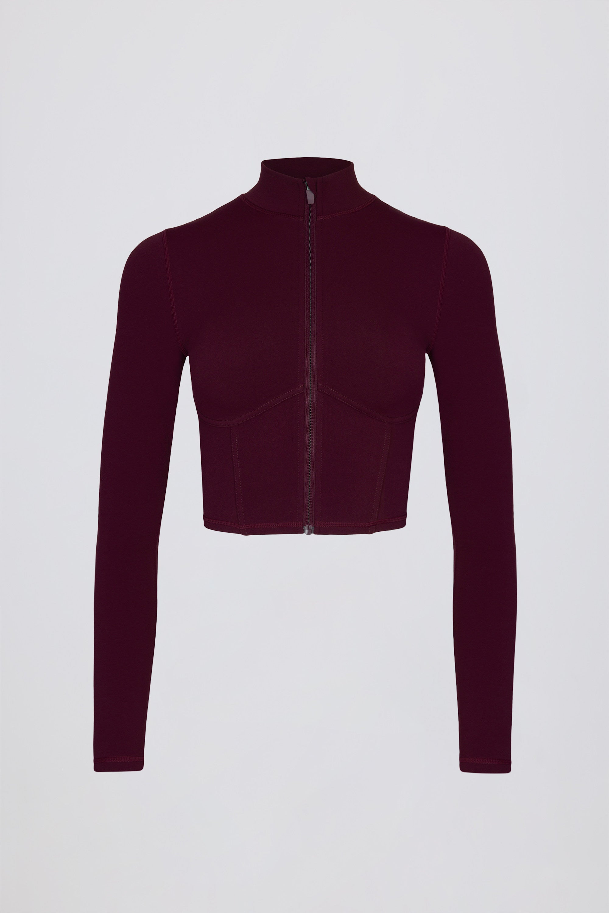 Soft Active Zip-Up Cropped Jacket in Burgundy – Bo+Tee