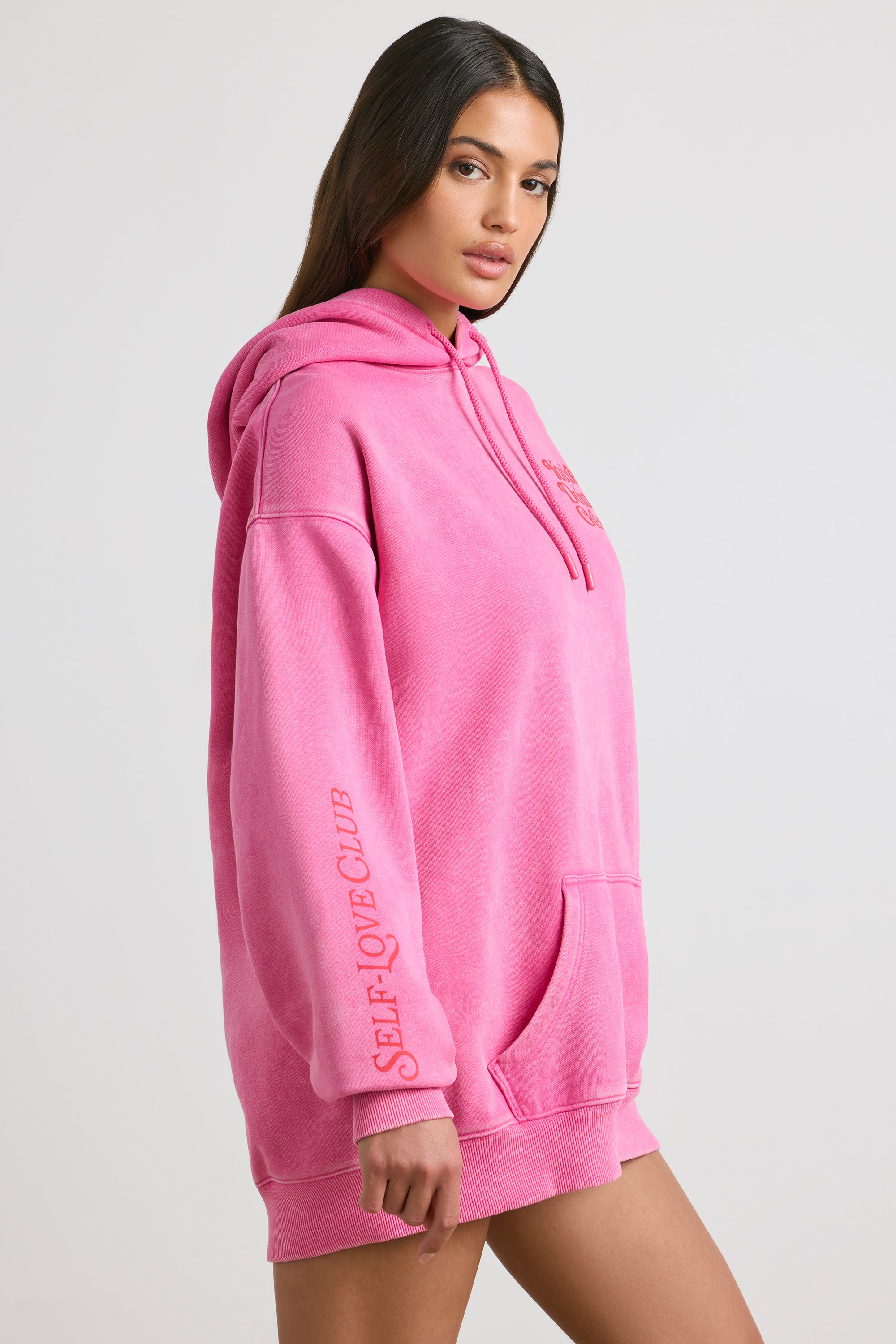Oversized Pinke Hoodies Soft Cotton Jersey Oversized Hoodie In Hot