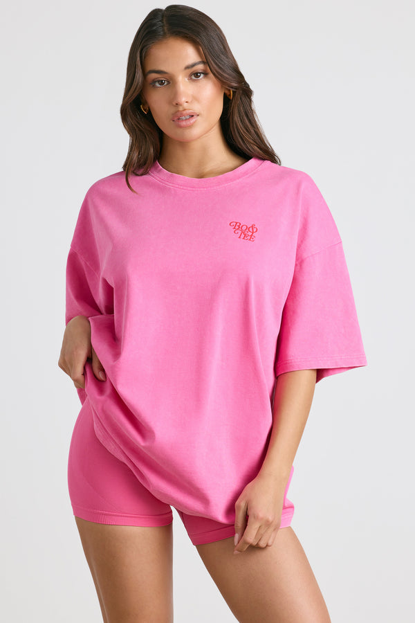 Angel Energy - Oversized Short-Sleeve T-shirt in Hot Pink