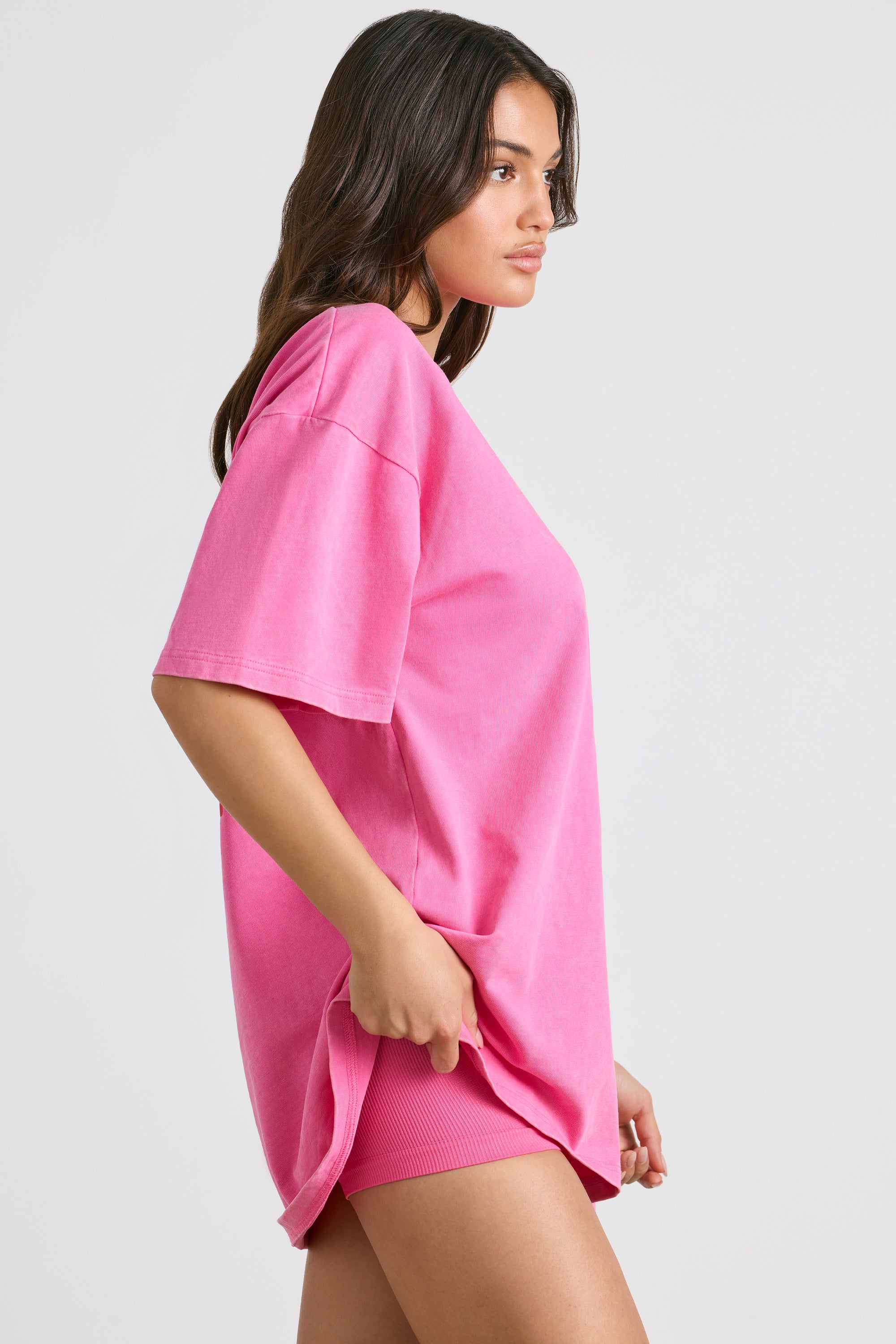 Oversized Short-Sleeve T-shirt in Hot Pink – Bo+Tee