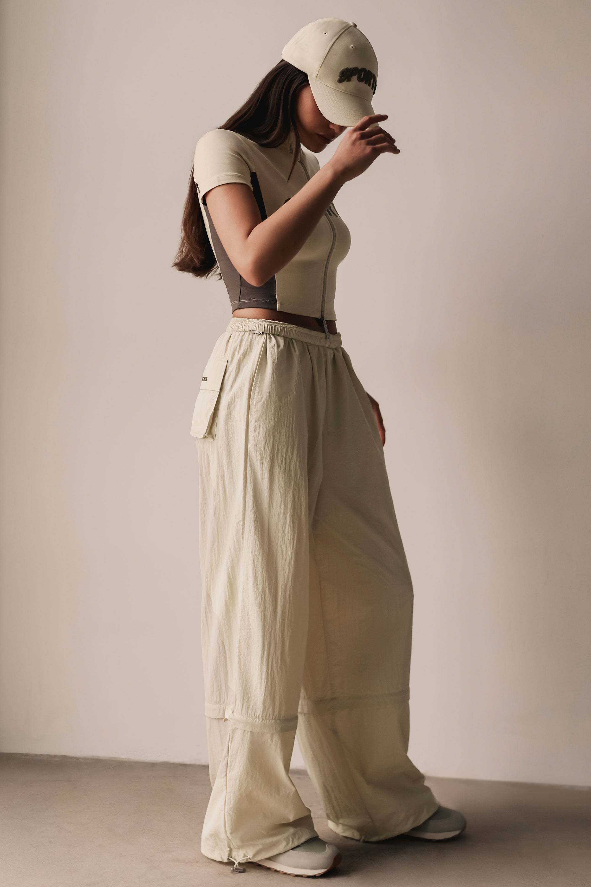 Convertible Wide Leg Track Pants in Bone | Bo\u0026Tee – Bo+Tee