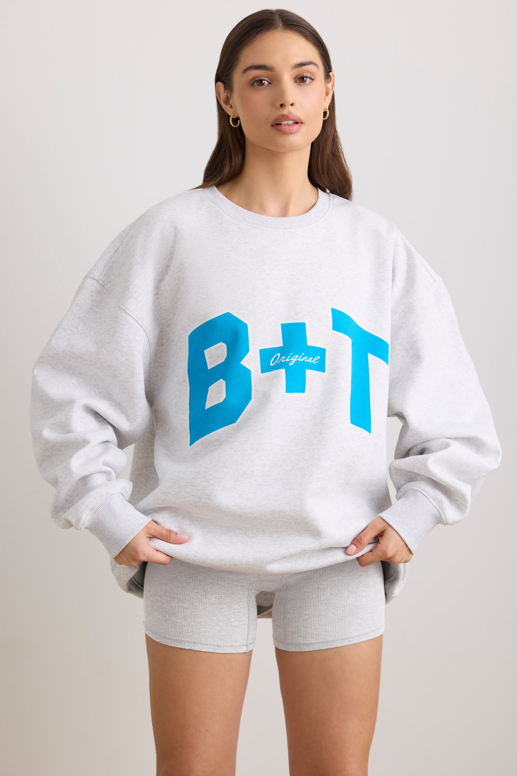 Bo Tee Baby Blue Oversized Sweatshirt Oversized Crew Neck