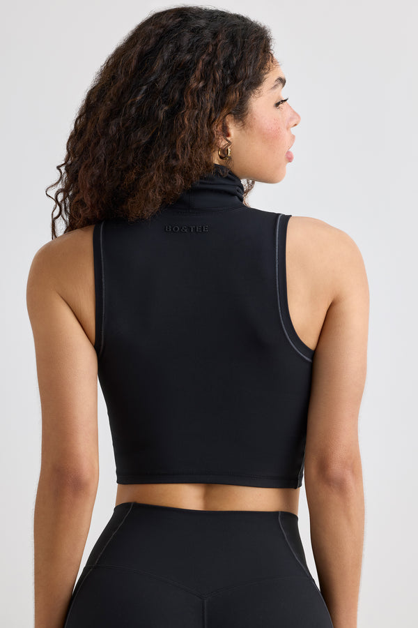 Immaculate - Soft Active Turtleneck Tank Top in Black