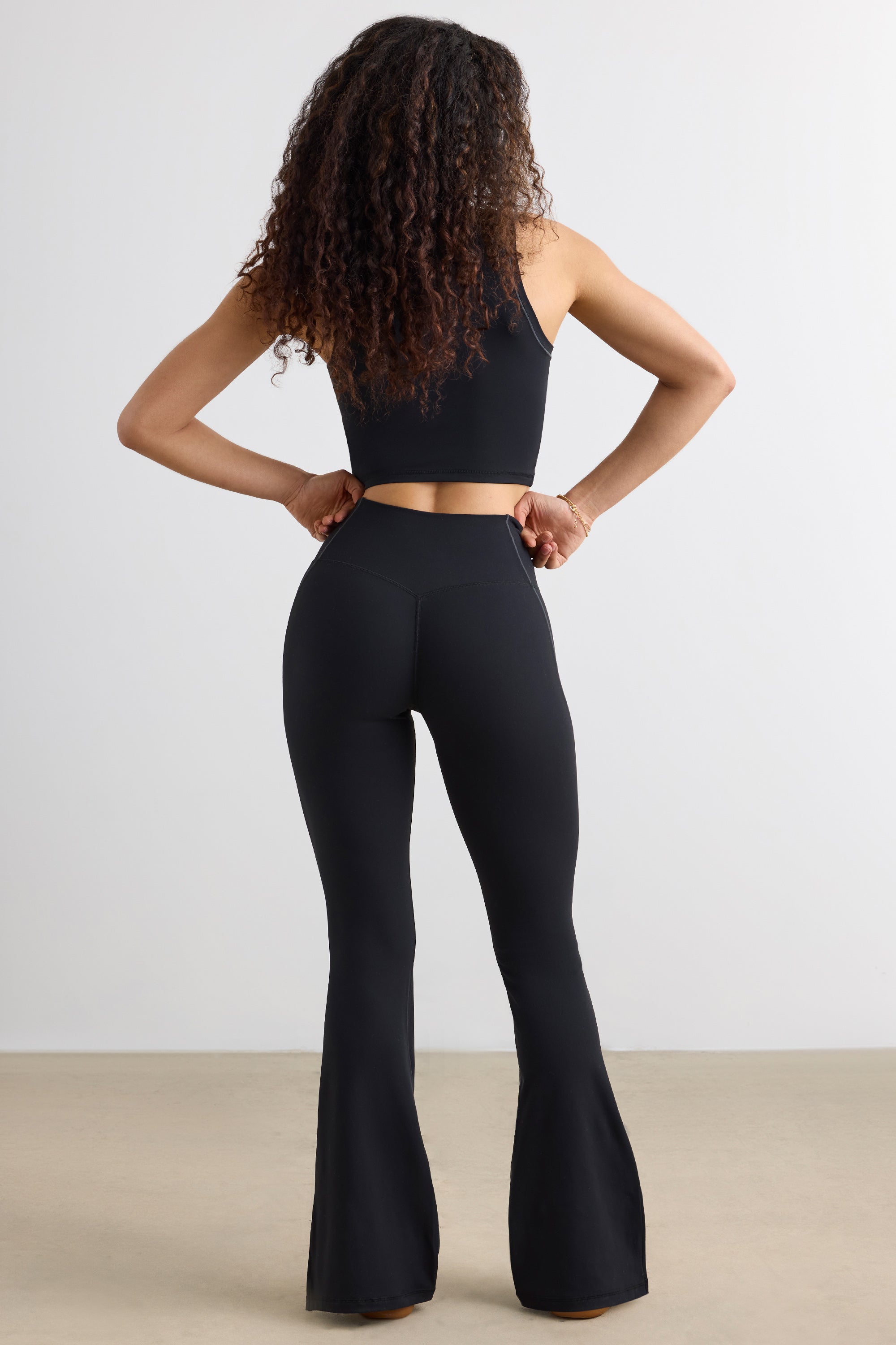 Black Soft Touch High Waist Flared Trousers