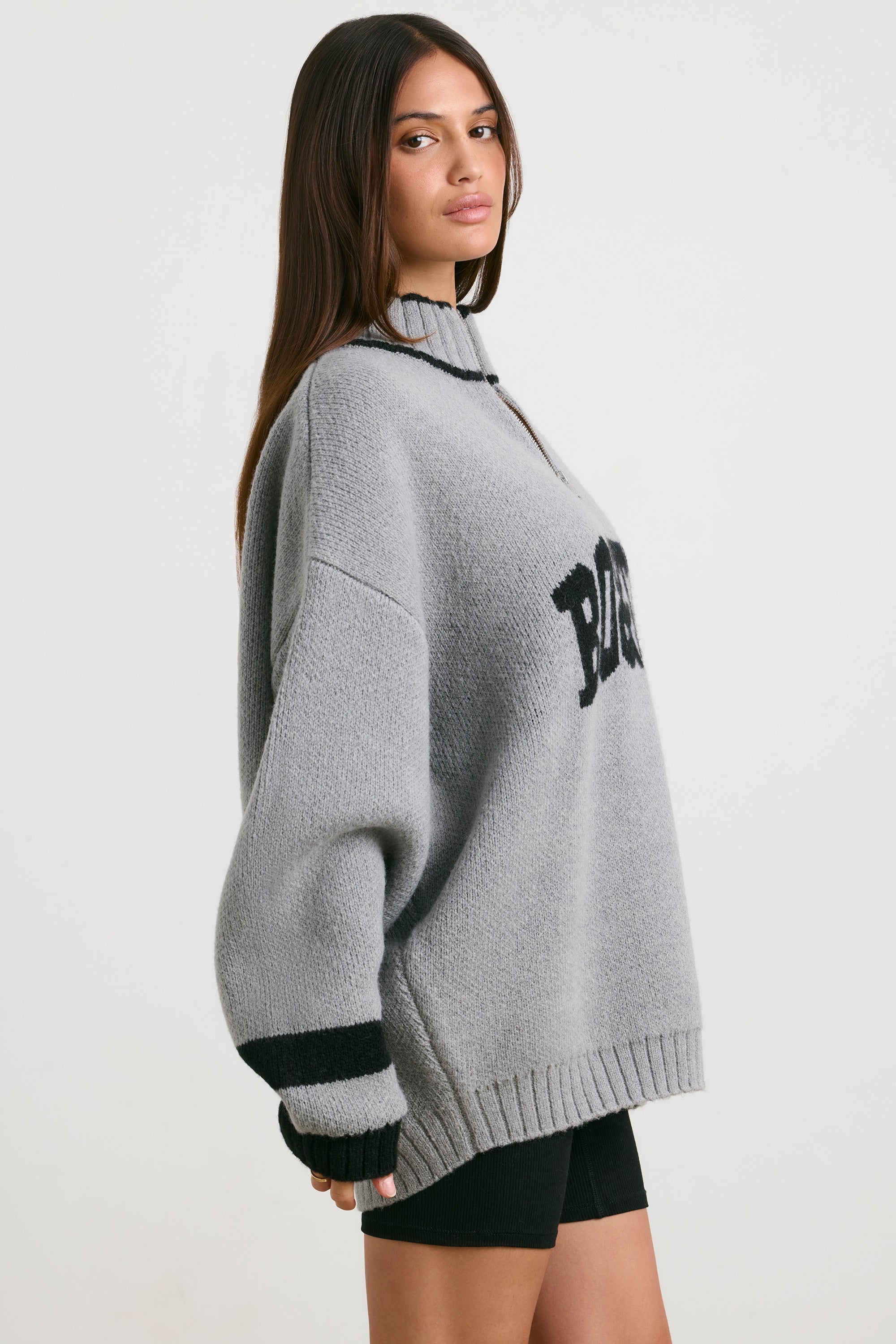 Chunky grey jumper womens hotsell