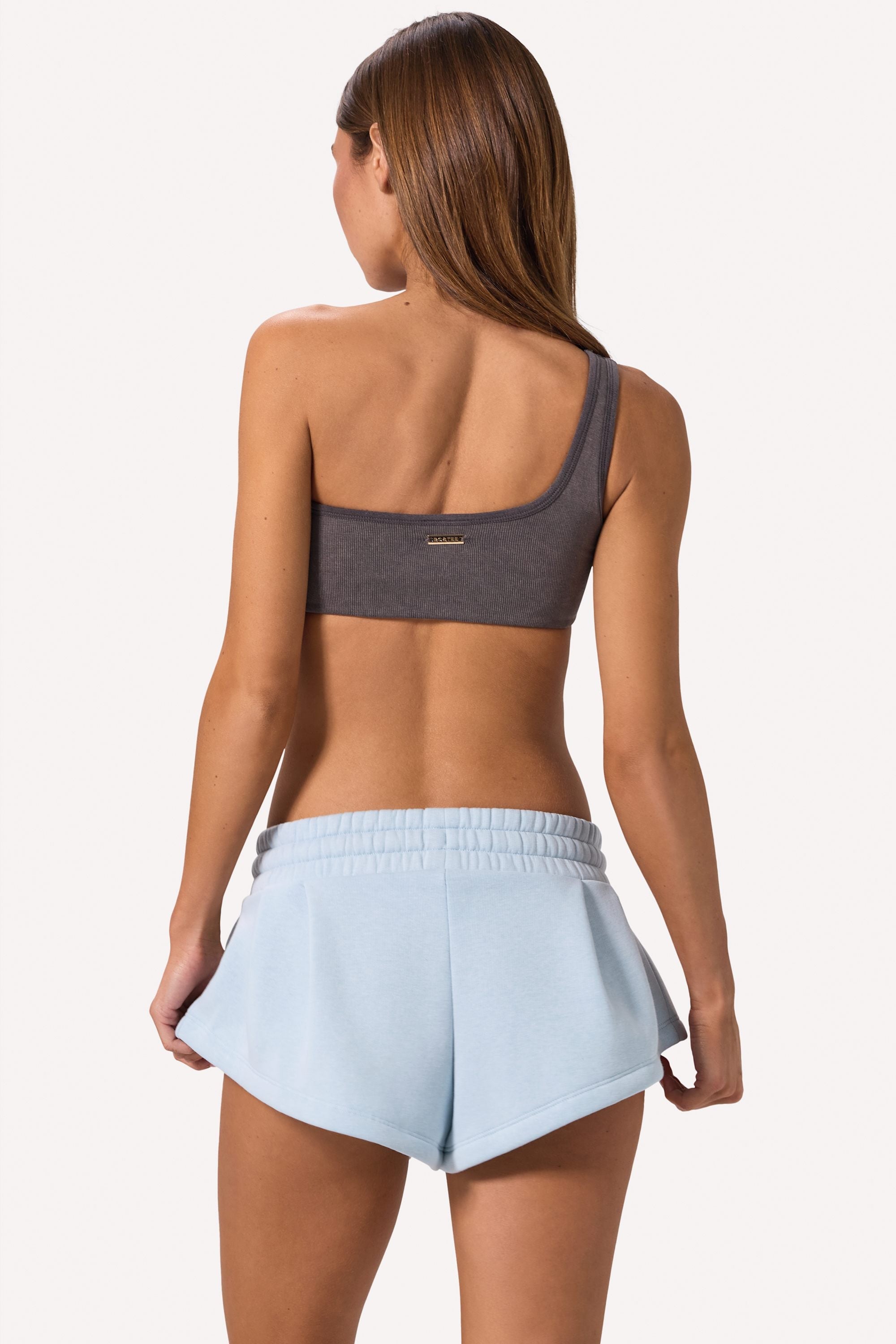 One-Shoulder Sports Bra in Washed Charcoal – Bo+Tee