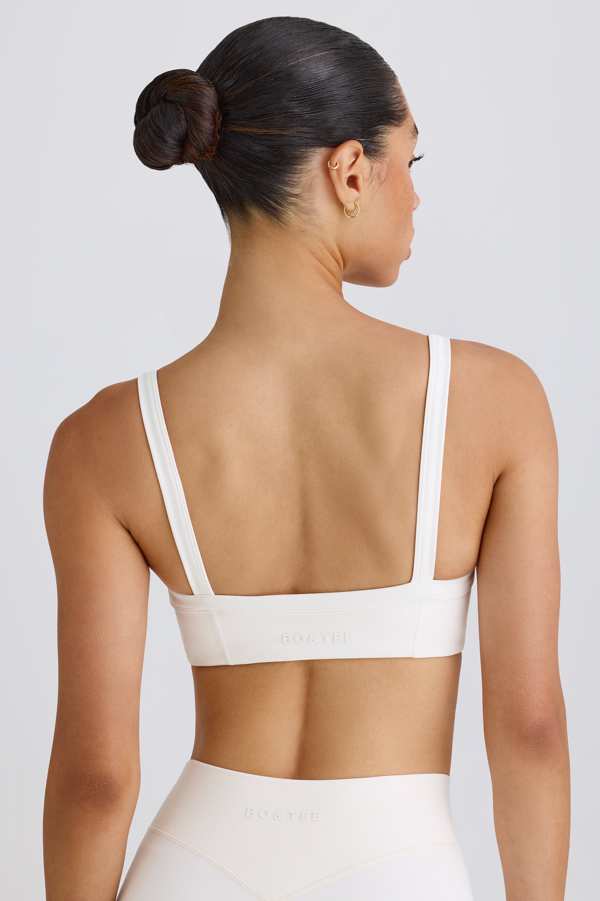white sports bralette