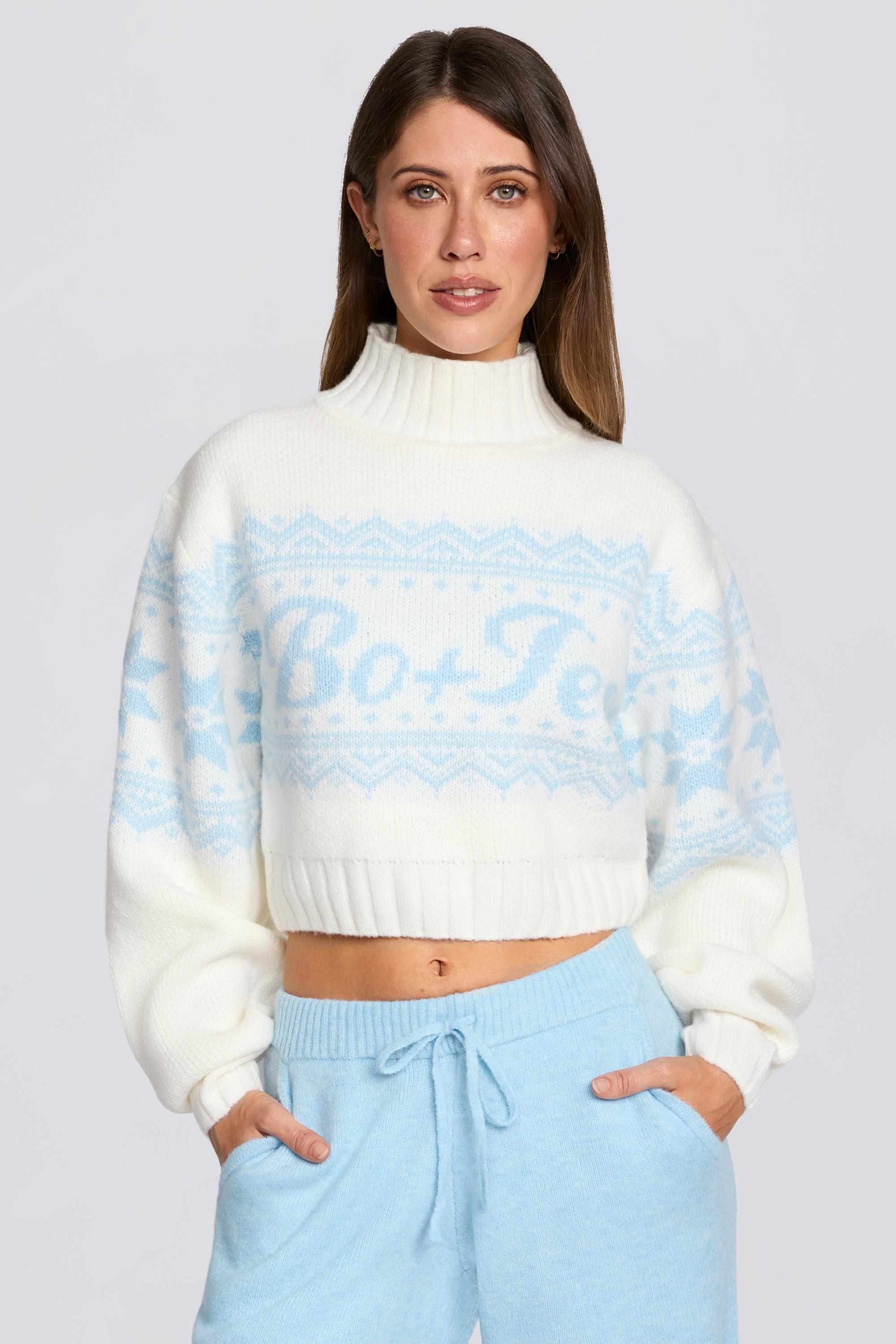 Jacquard-Knit Cropped Jumper in Ivory – Bo+Tee