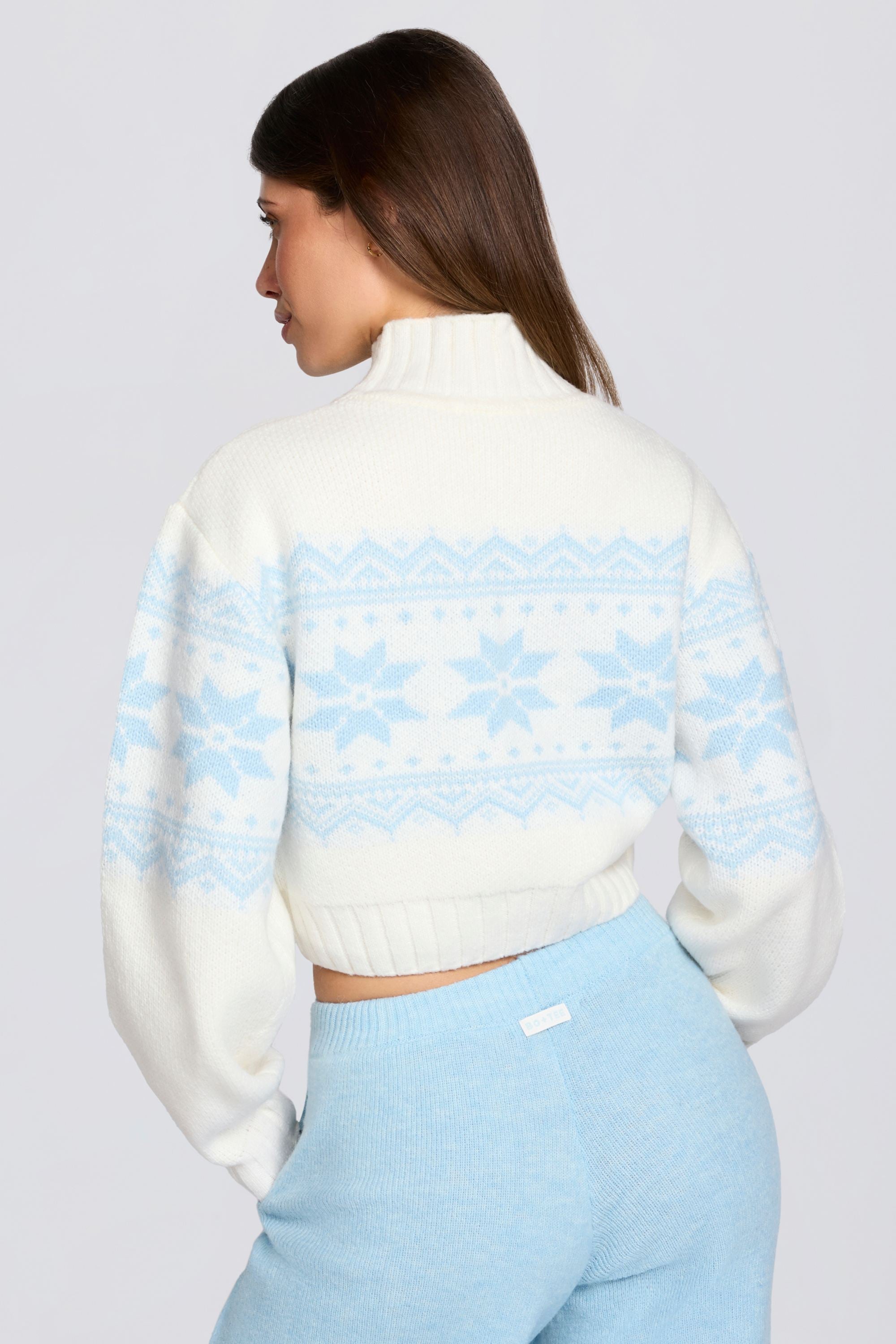 Jacquard-Knit Cropped Jumper in Ivory – Bo+Tee
