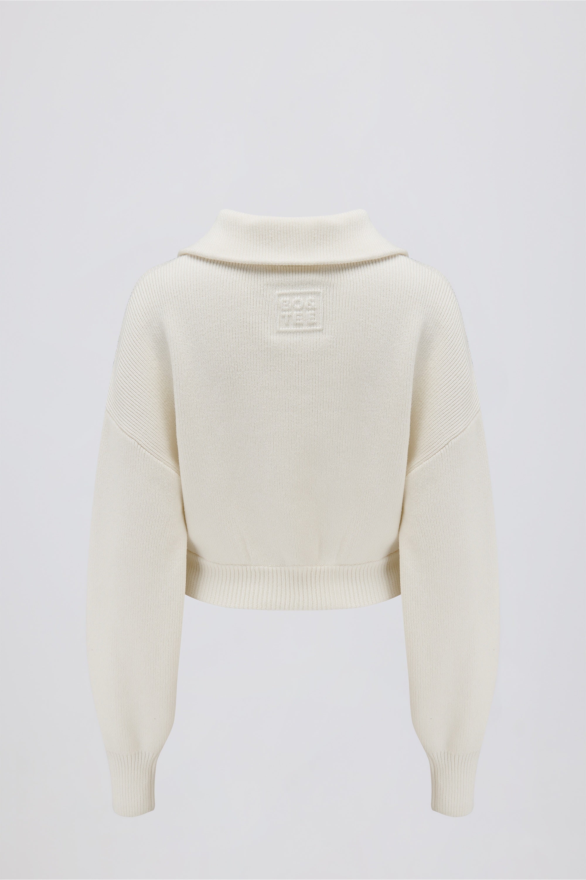 Ribbed Knit Zip-Up Cropped Sweatshirt in Ivory – Bo+Tee