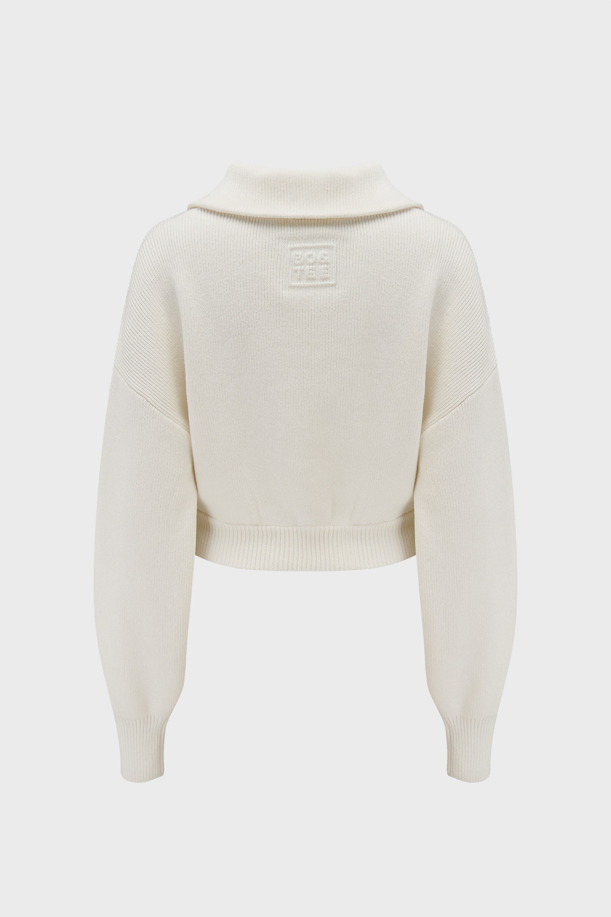 Ribbed Knit Zip-Up Cropped Sweatshirt in Ivory – Bo+Tee