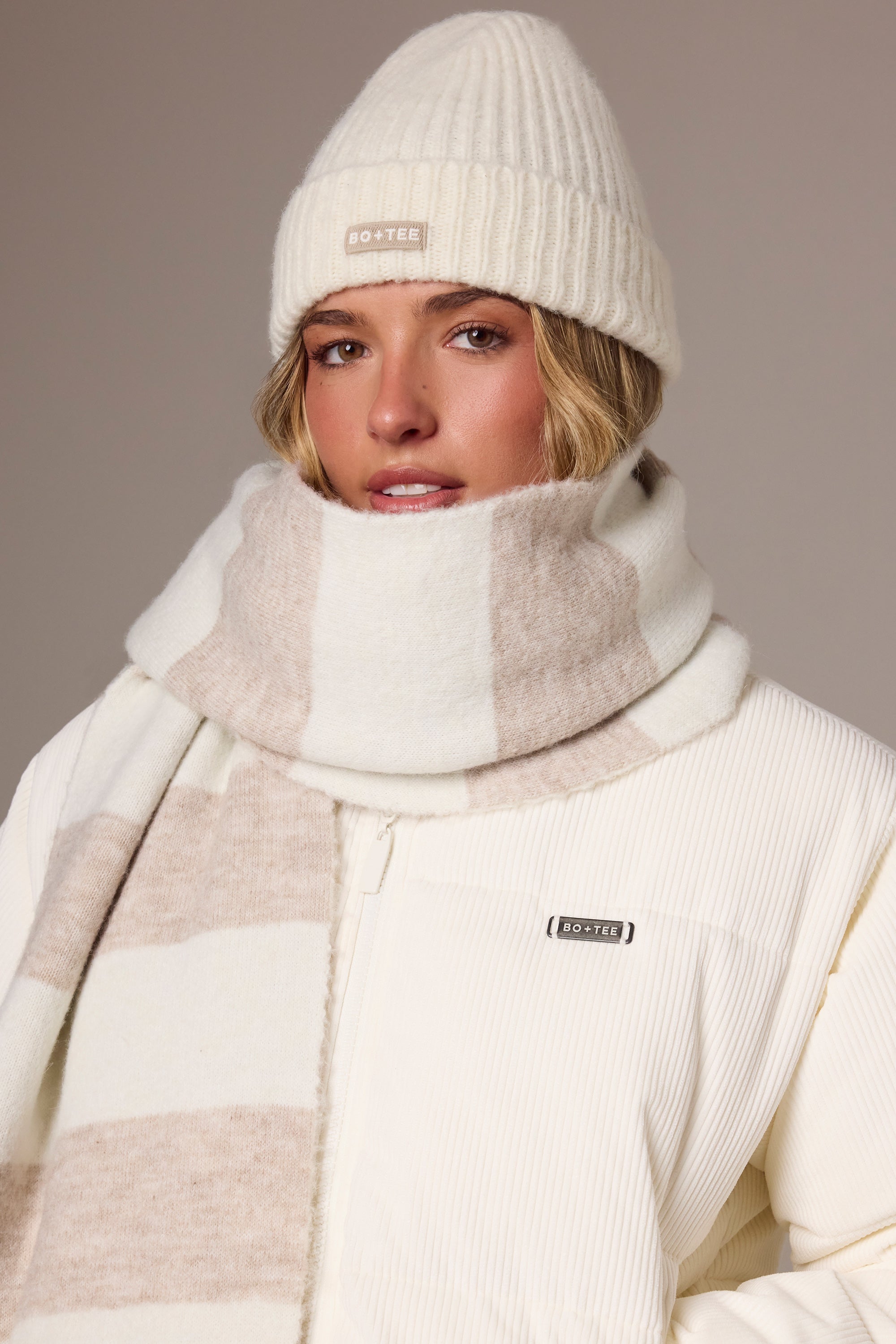 Ribbed Knit Beanie Hat in Ivory – Bo+Tee
