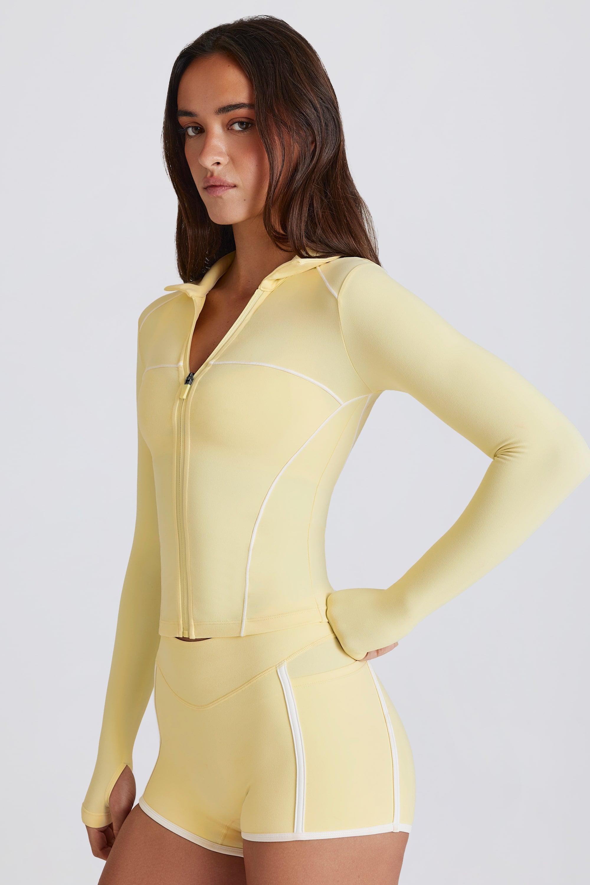 Soft Active Contrast Zip-Up Jacket in Lemon – Bo+Tee