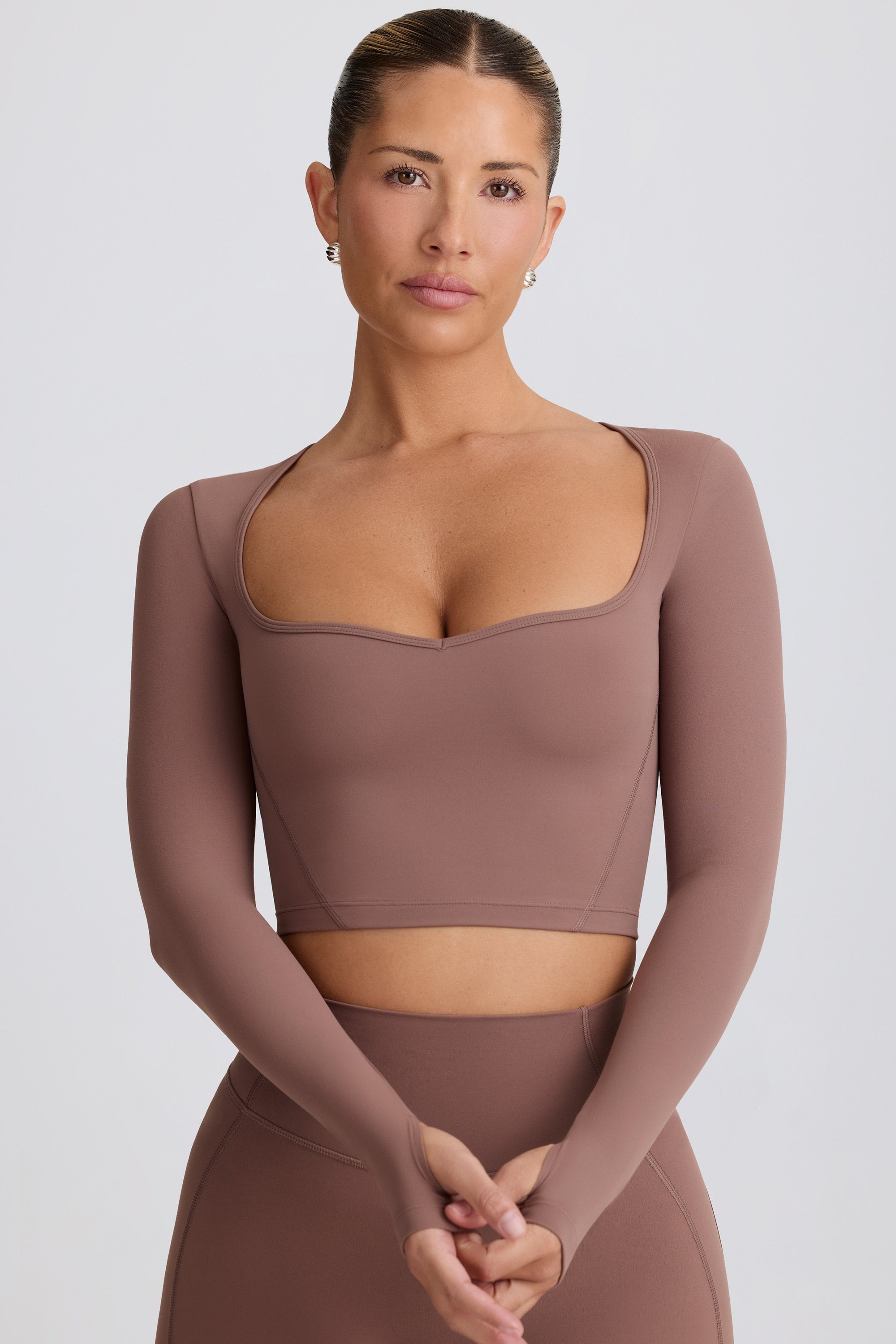 Women's Cotton Scoop Neck Crop Top - Basic Short Sleeve Tee In Ash Mocha | Size Large