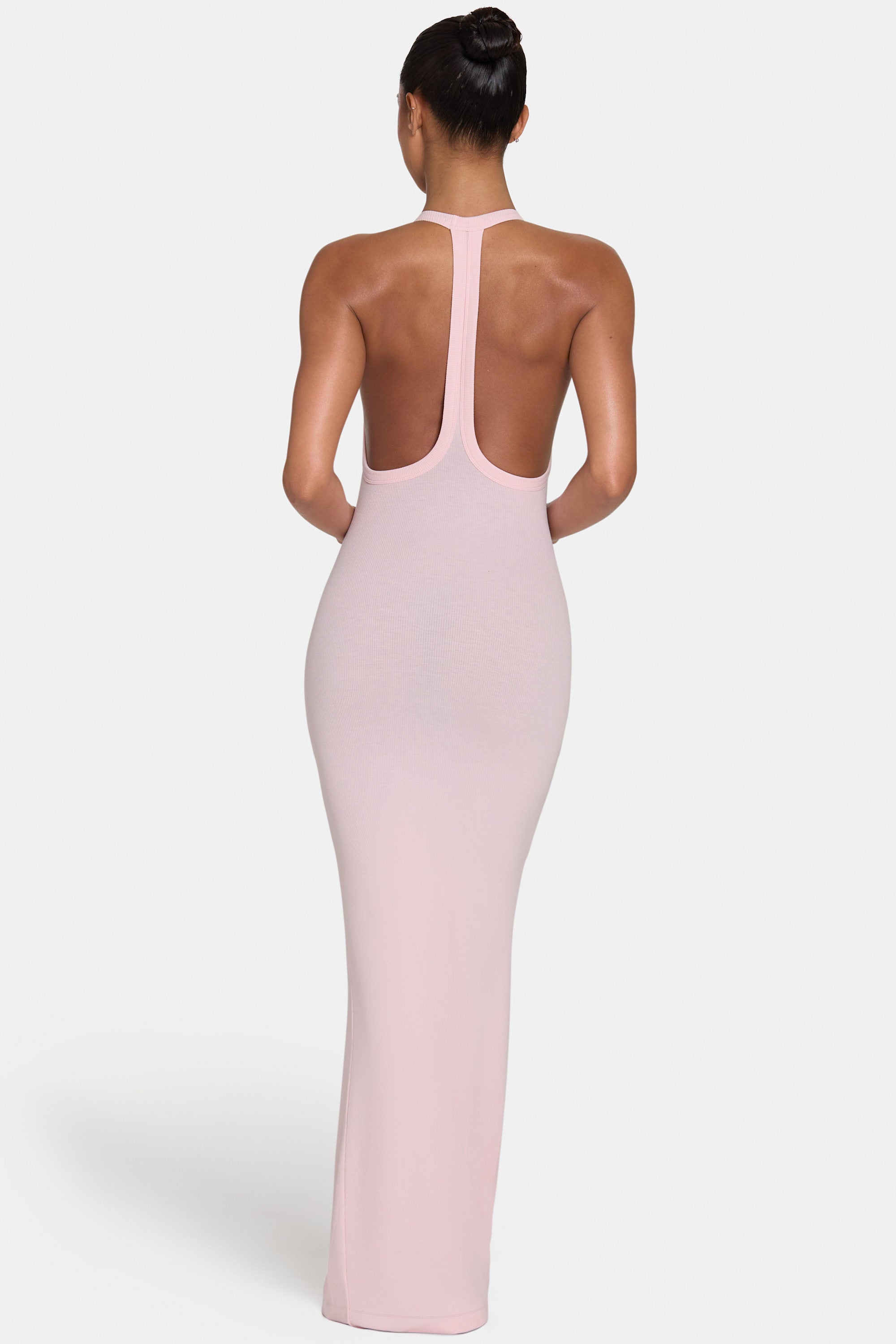 blush bodycon maxi dress TALIA Blush Pink One Shoulder Bow Maxi Dress