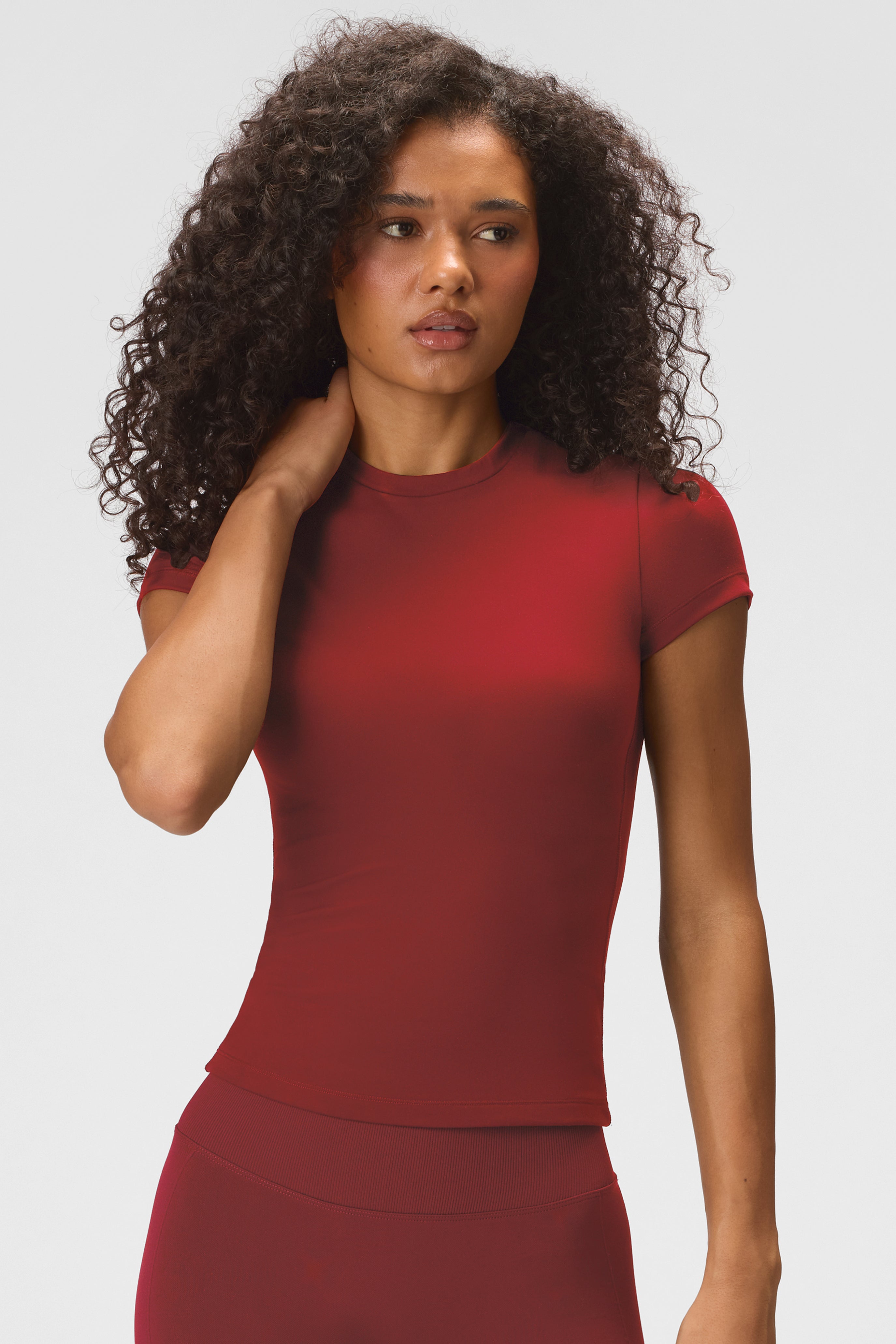 Soft Active Short Sleeve Top in Dark Cherry – Bo+Tee