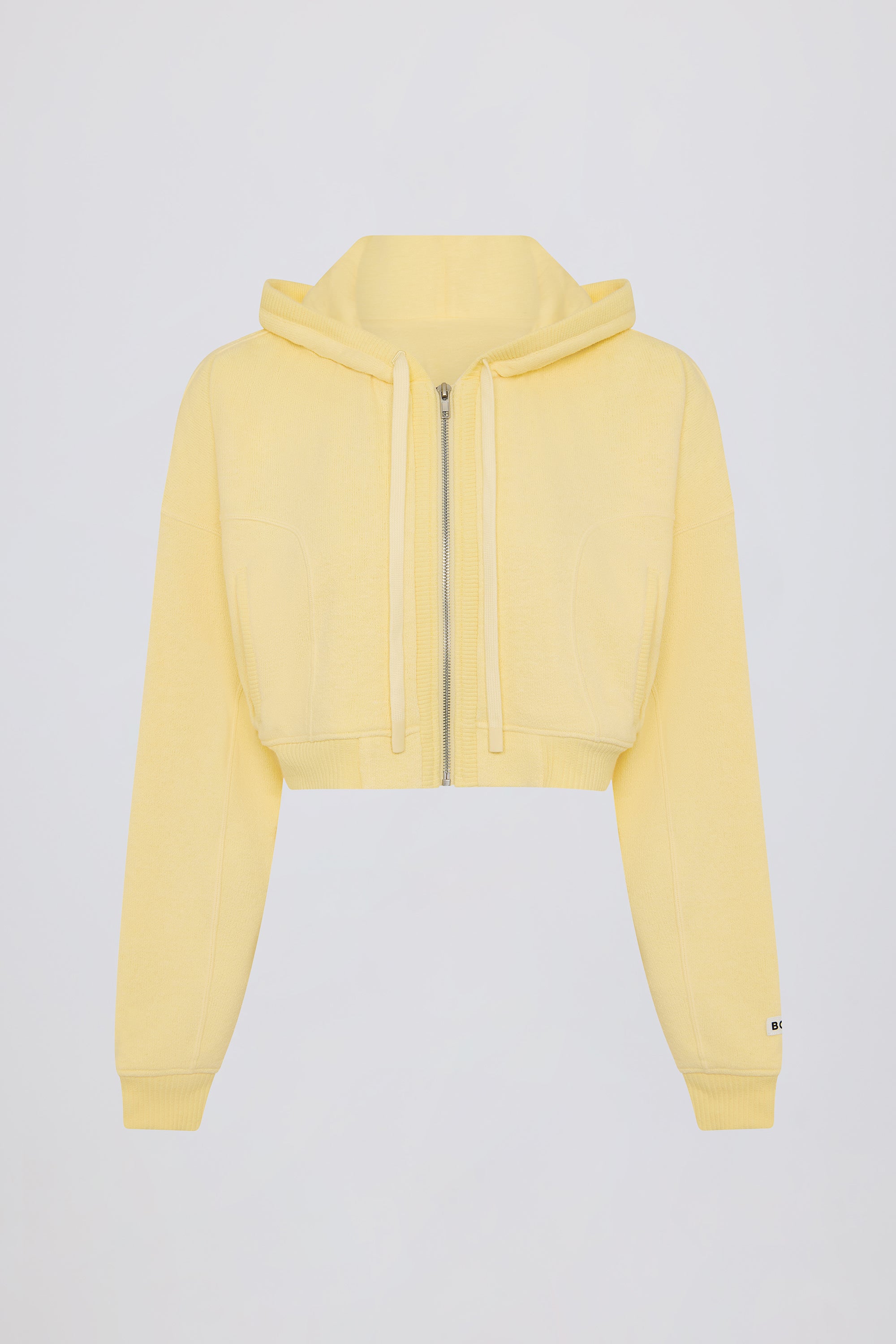 Terry Cotton Zip-Up Cropped Hoodie in Lemon – Bo+Tee