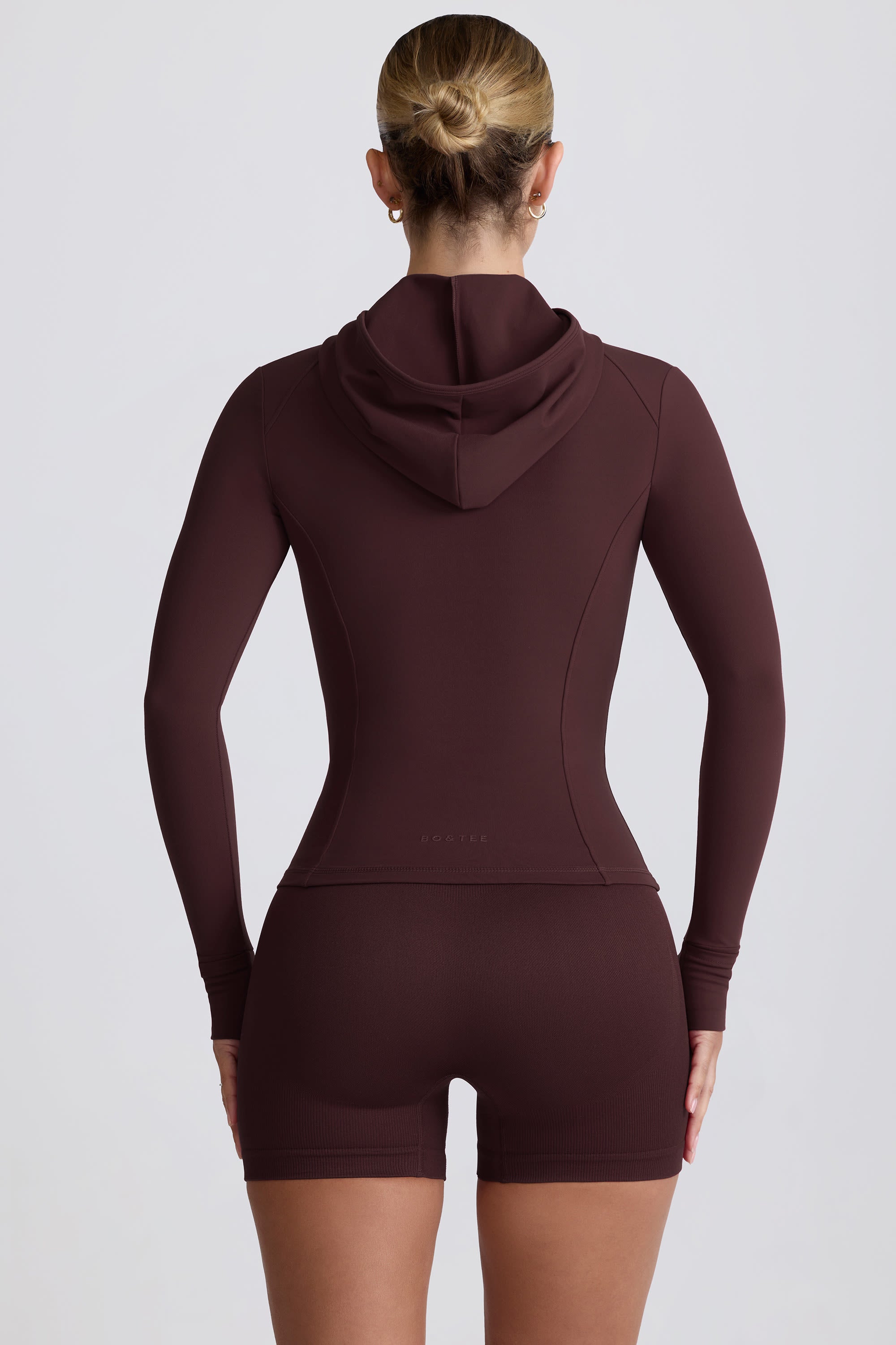Soft Active Hooded Mid-Layer Jacket in Chocolate – Bo+Tee