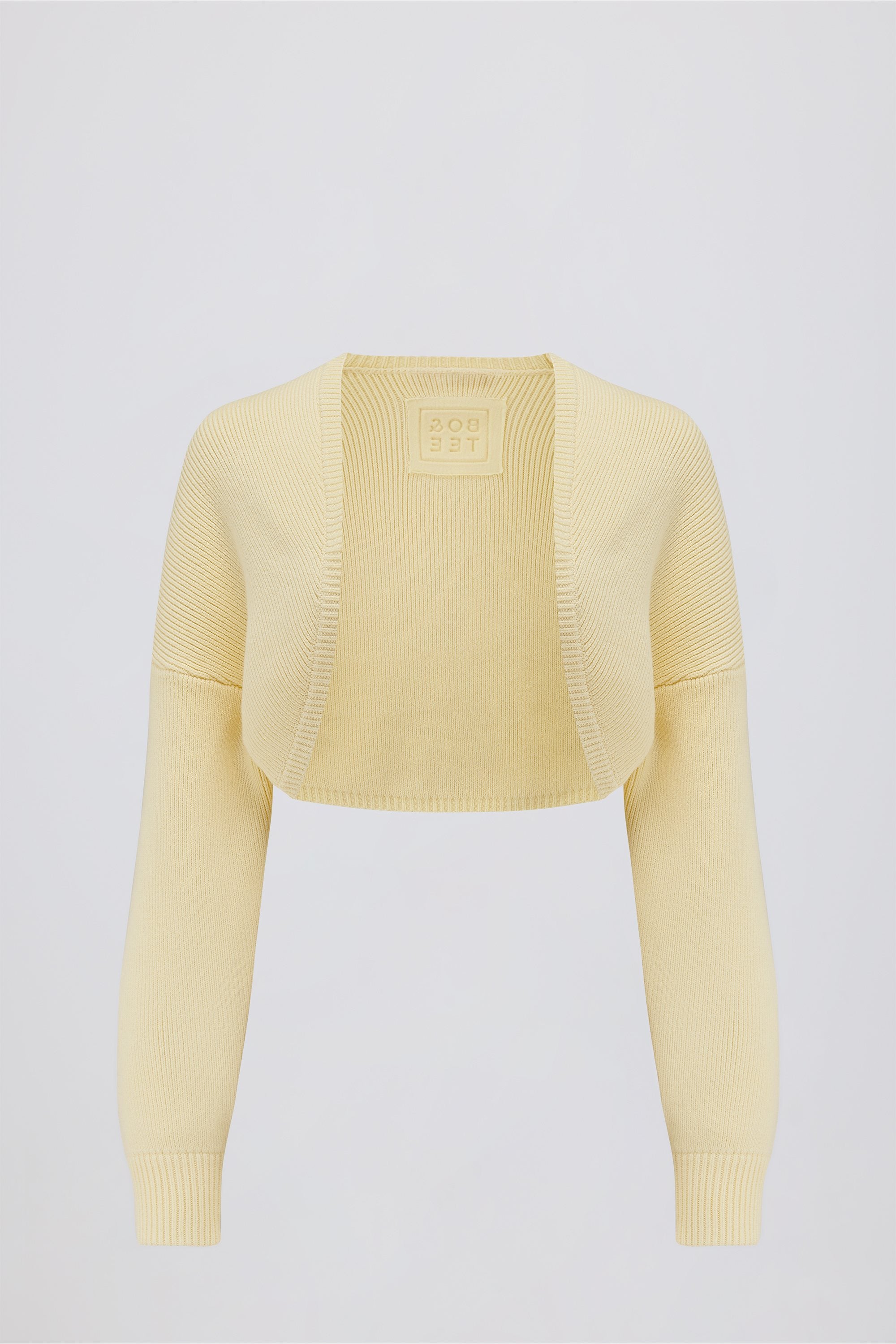 Ribbed-Knit Cropped Shrug in Lemon – Bo+Tee