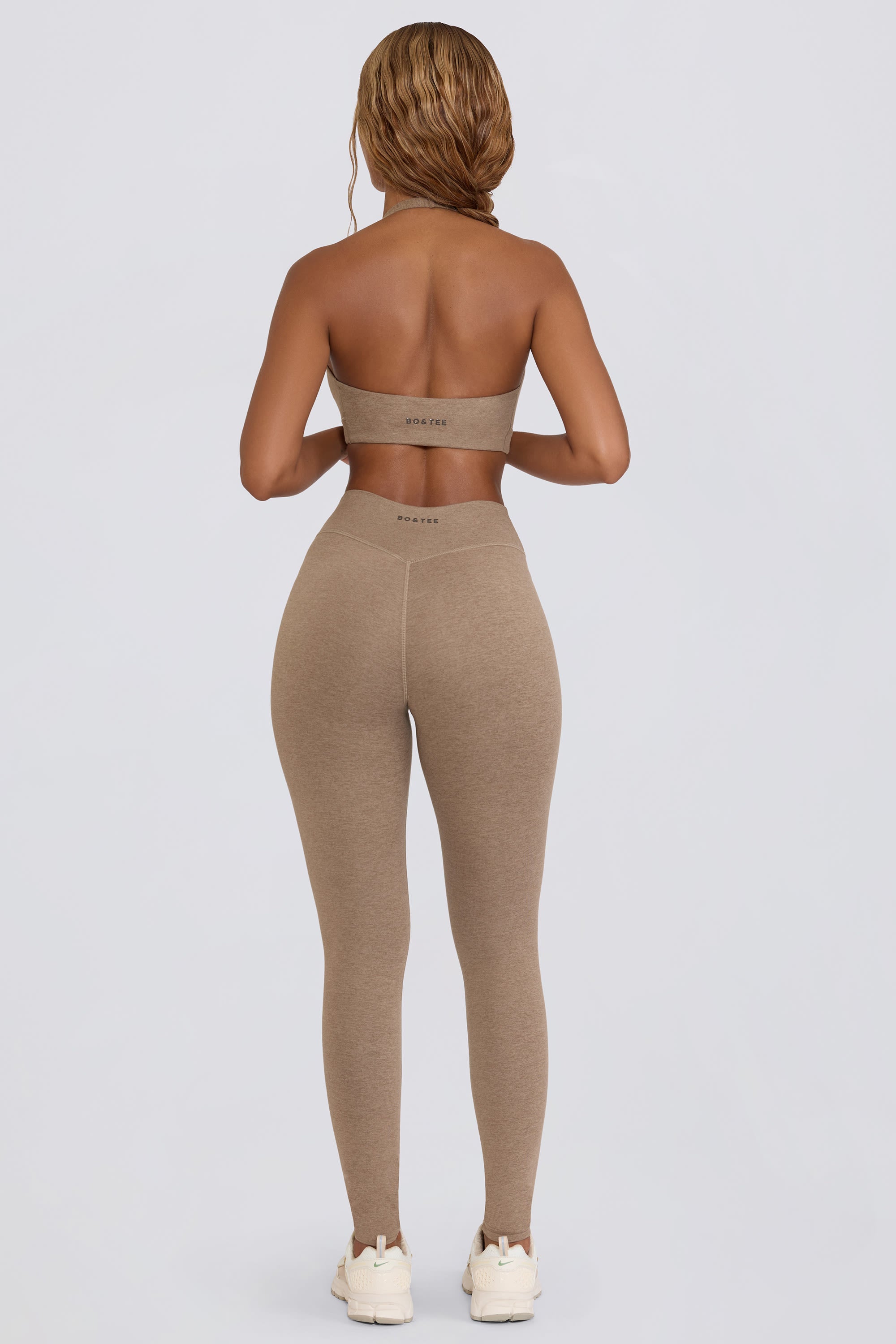 Brushed Jersey Ruched Mid-Rise Leggings in Mocha Marl – Bo+Tee