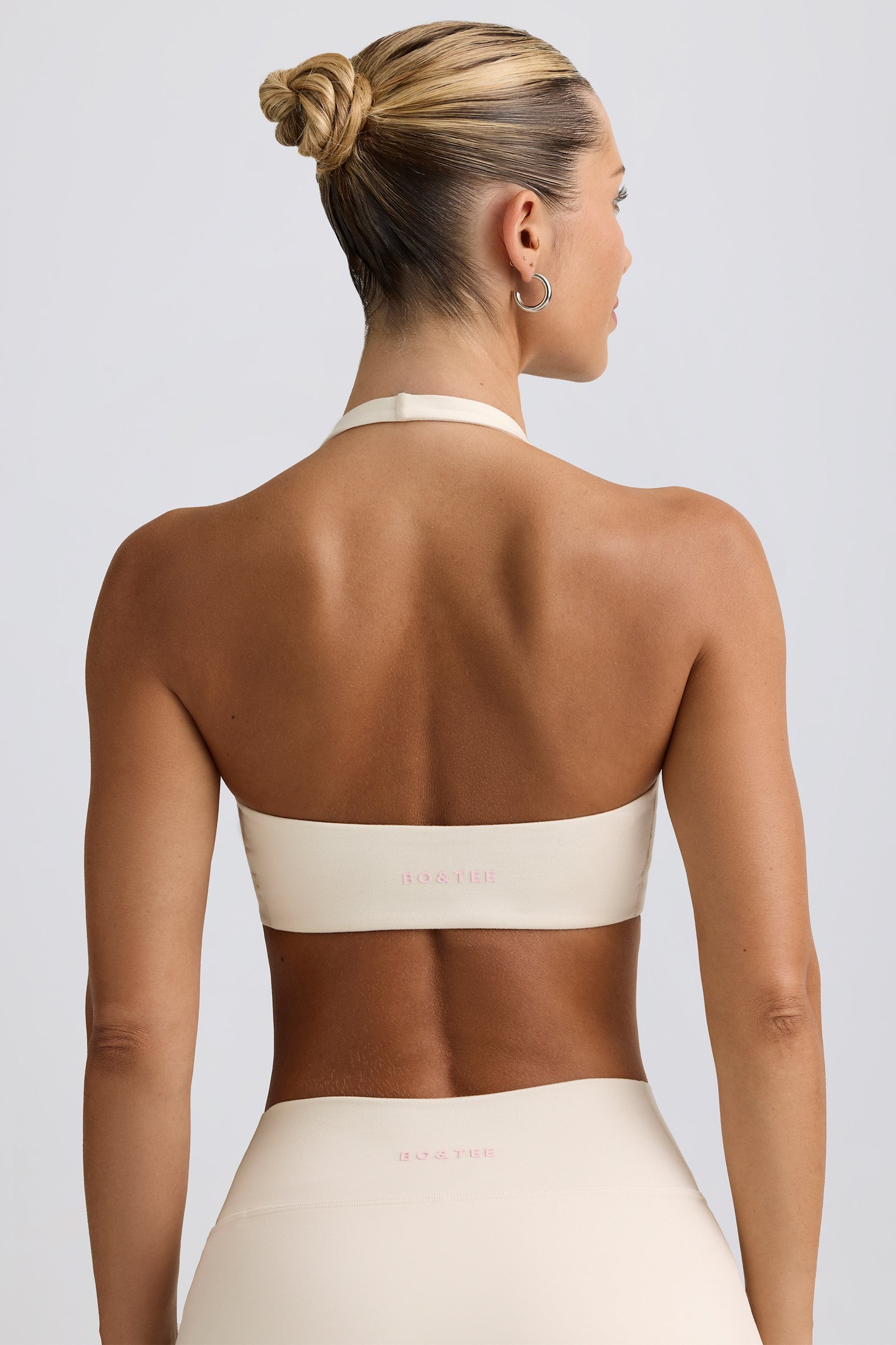 bra for v neck dress V-Neck Sports Bra in Ivory Marl