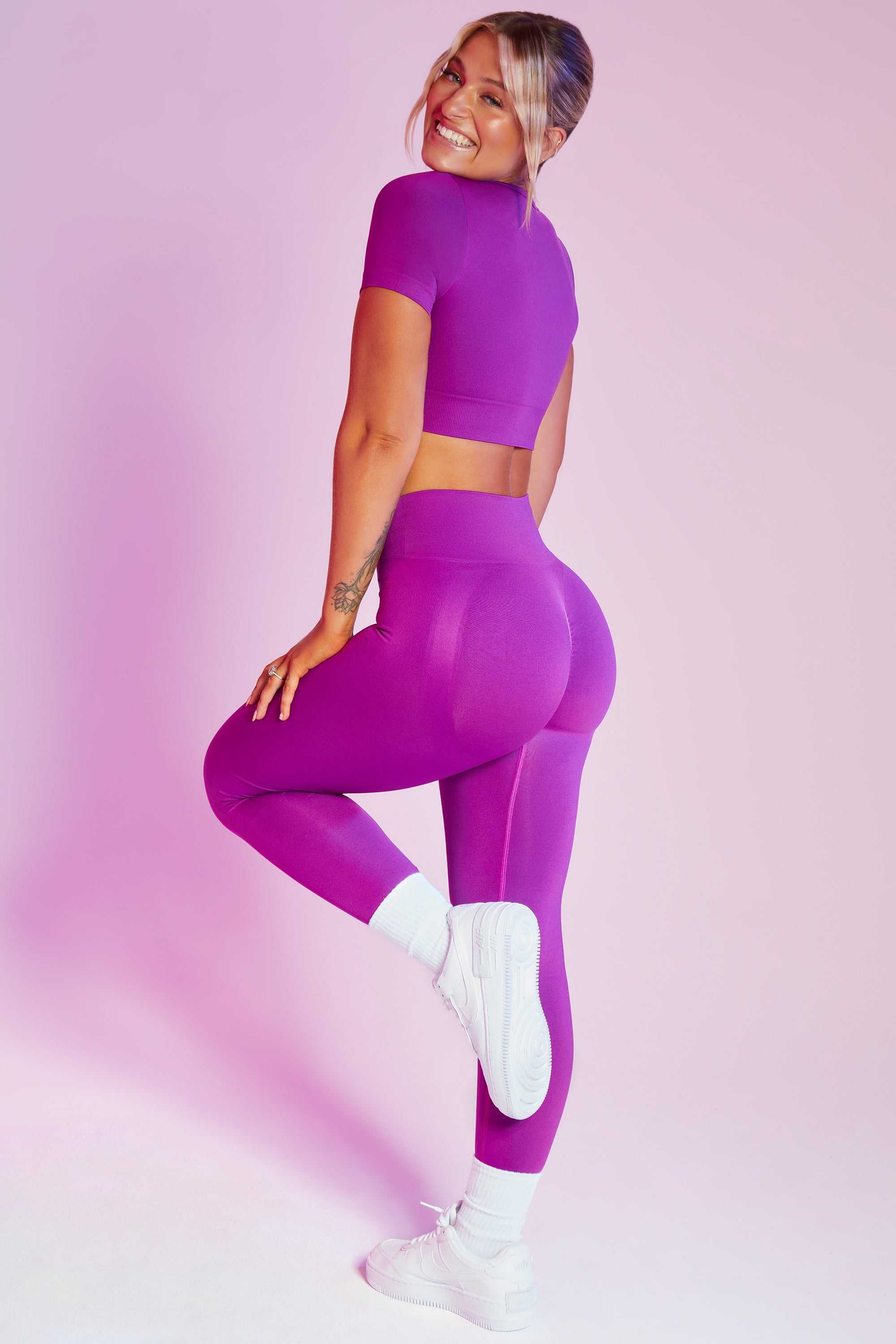 Superset - Petite Curved Waist Seamless Leggings in Purple