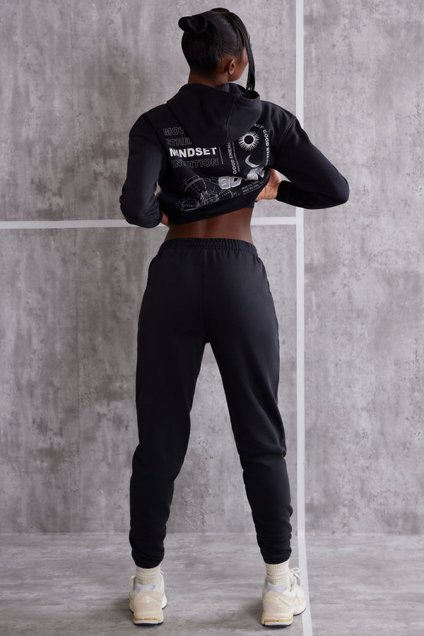 Effortless - High Waist Cuffed Joggers in Washed Black