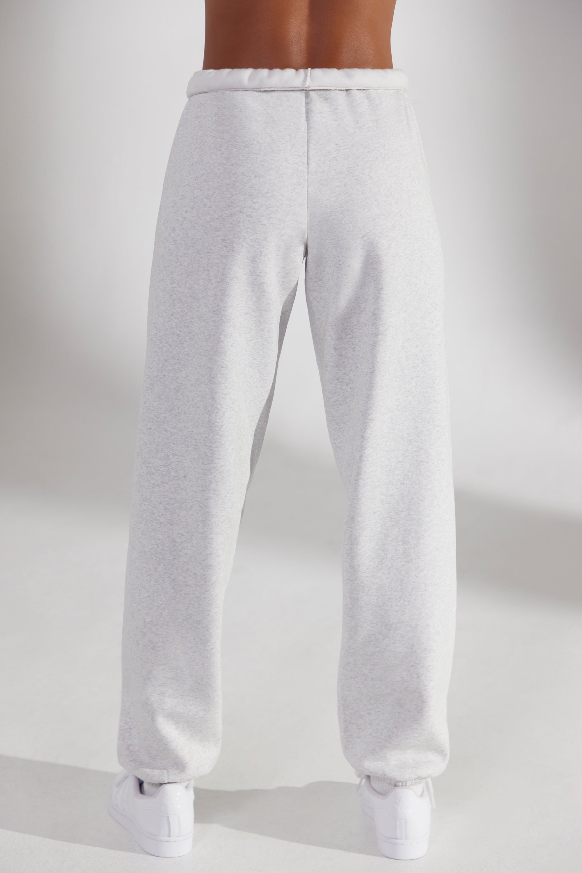 Cuffed High Waisted Oversized Jogger Trousers Grey