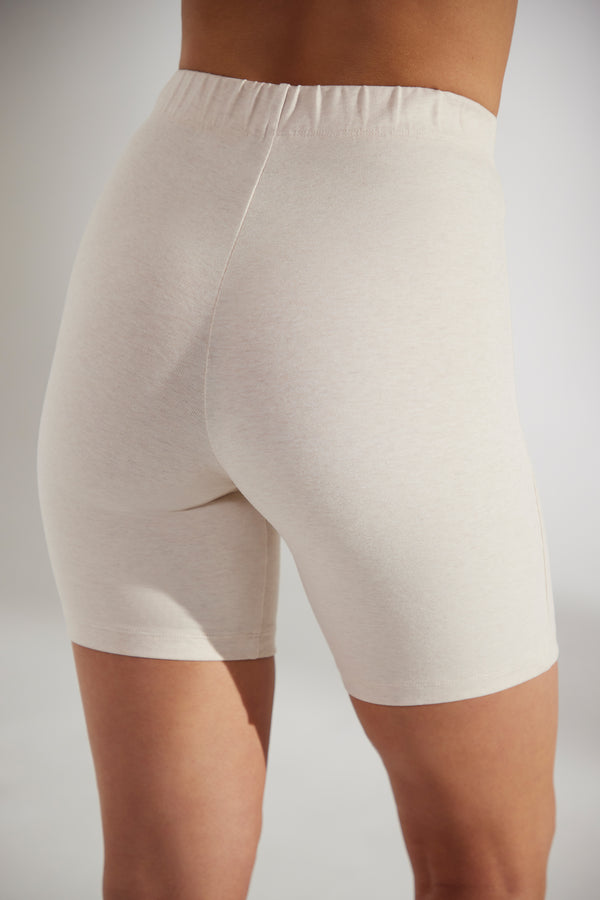 Base - Soft Cotton Biker Shorts in Heather Oat