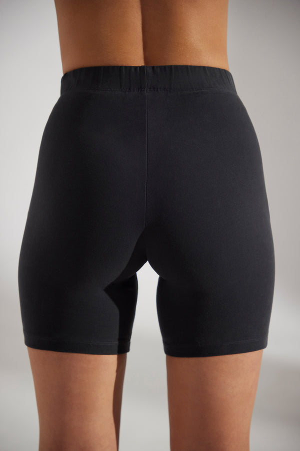 Base - Soft Cotton Biker Shorts in Washed Black