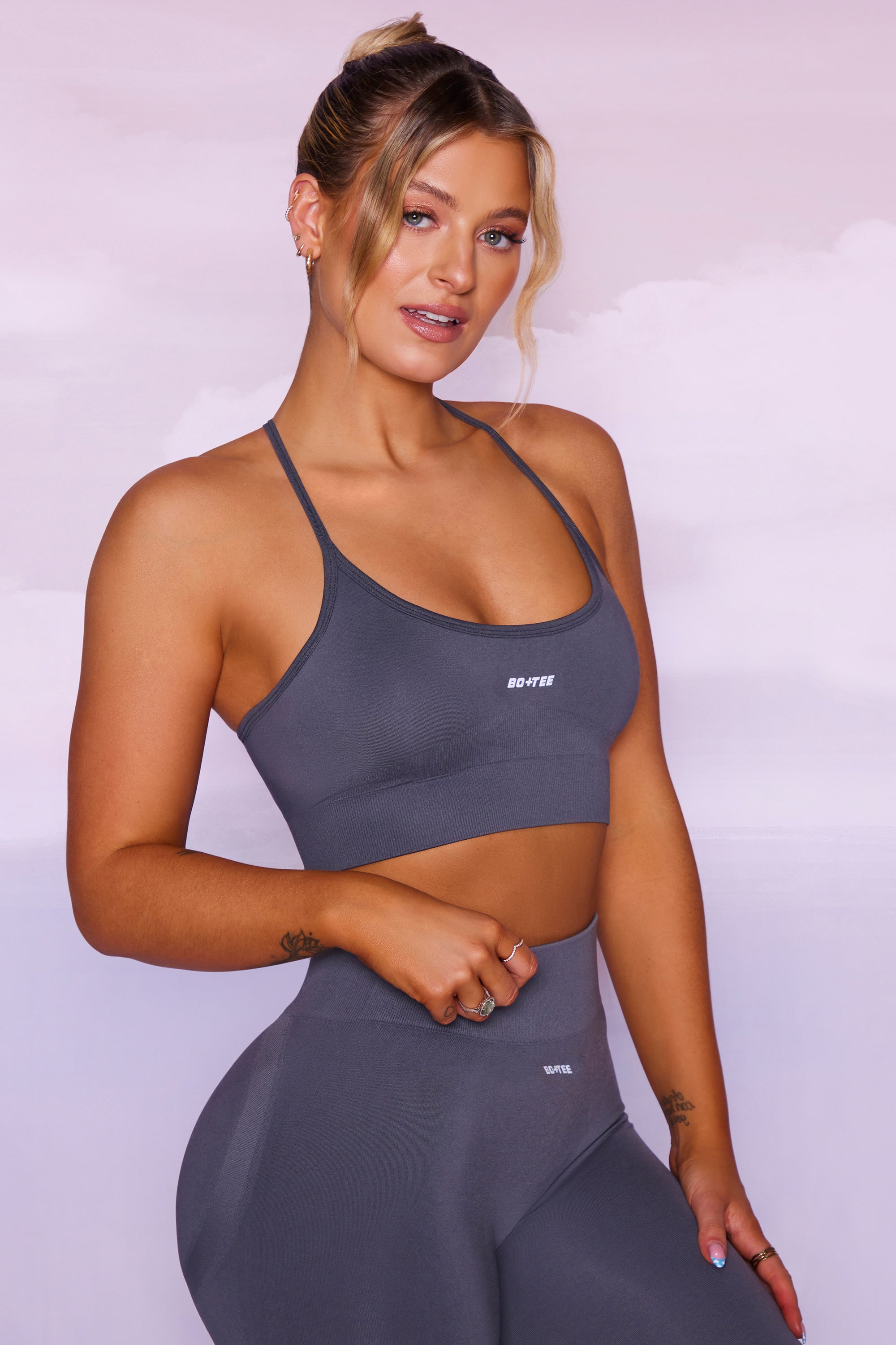 Bo+Tee Oh Polly Petite Ribbed Leggings (XS) and Sports Bra (S) in