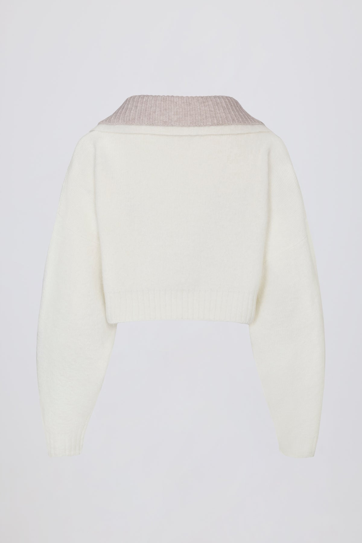 Soft Knit Layered Collar Cropped Jumper in Ivory