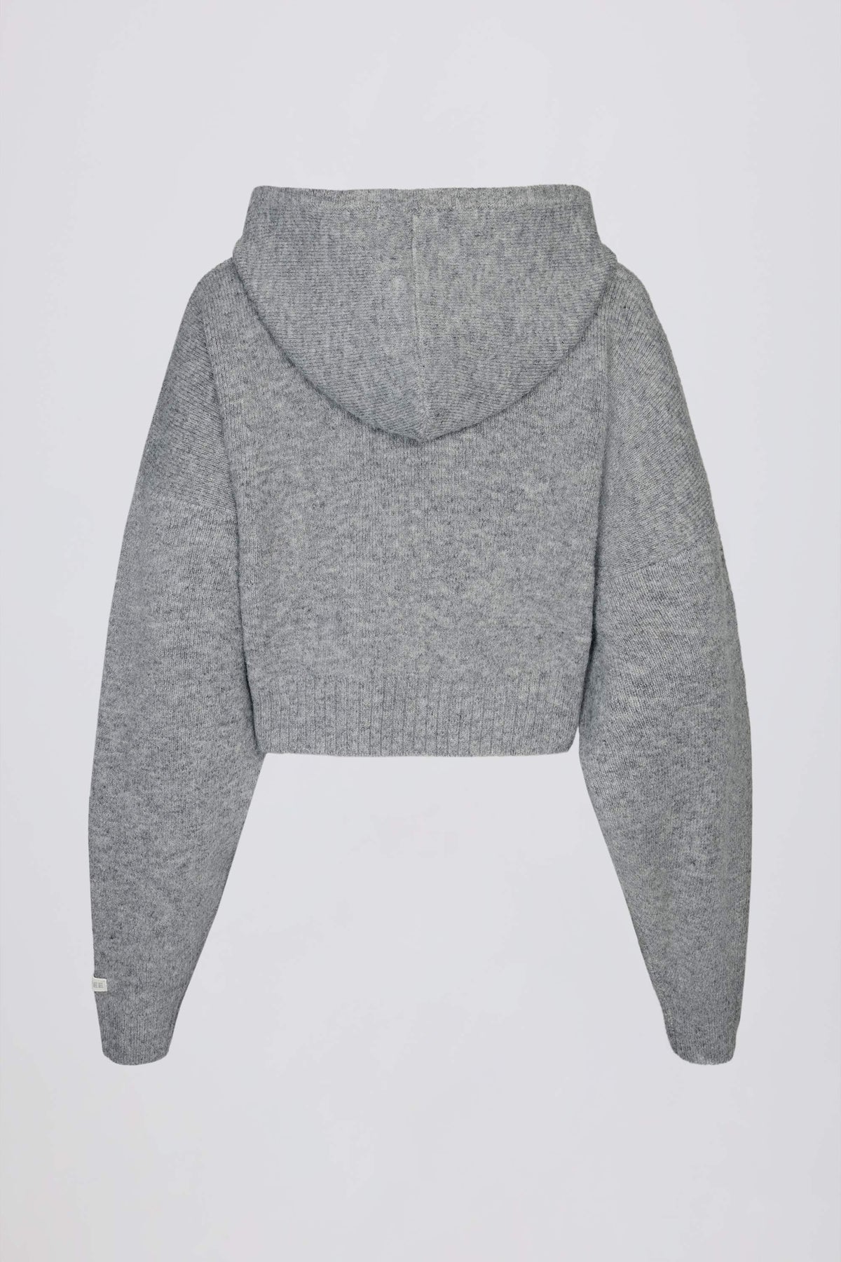 Soft Knit Zip-Up Cropped Hoodie in Grey