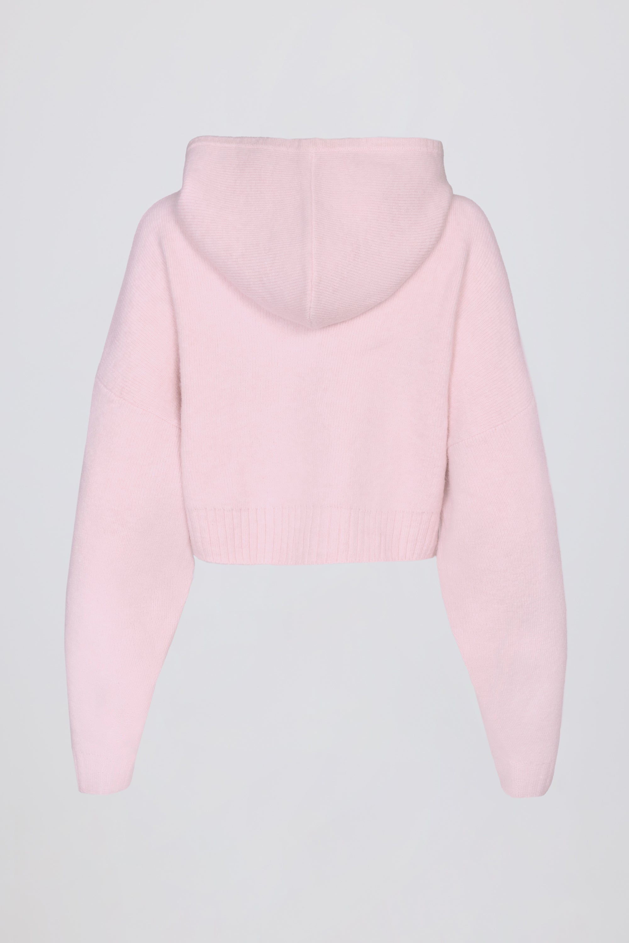 Soft Knit Zip-Up Cropped Hoodie in Soft Pink – Bo+Tee