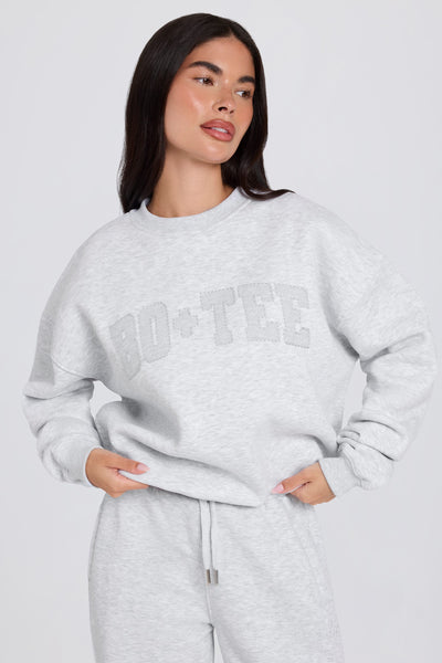 Oversized Crew-Neck Jumper in Grey Marl