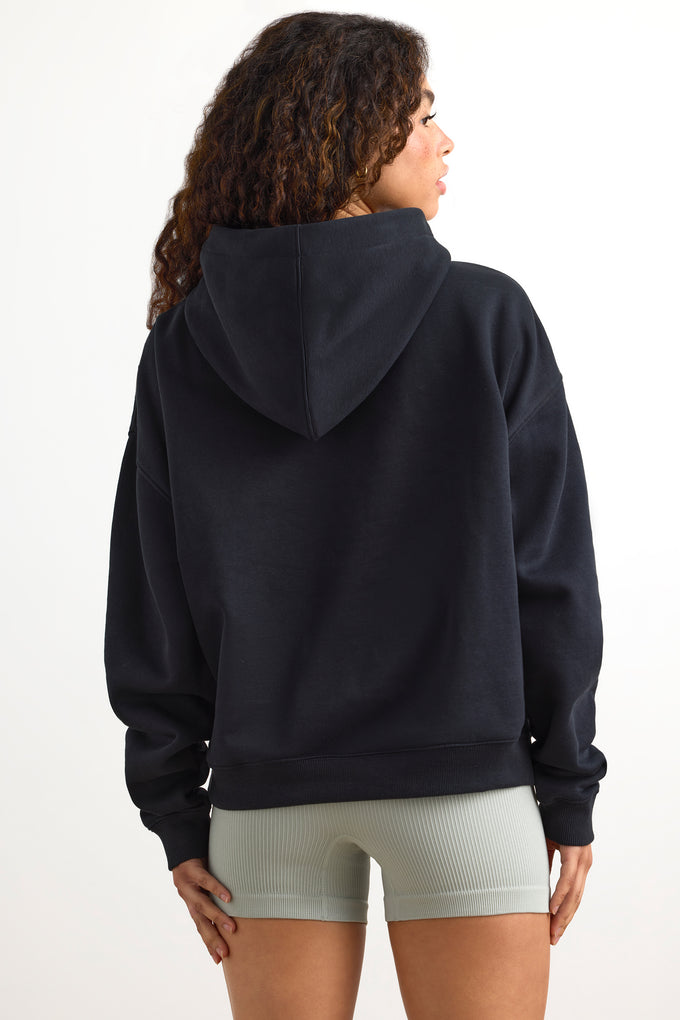 Appliqué Oversized Hoodie in Black