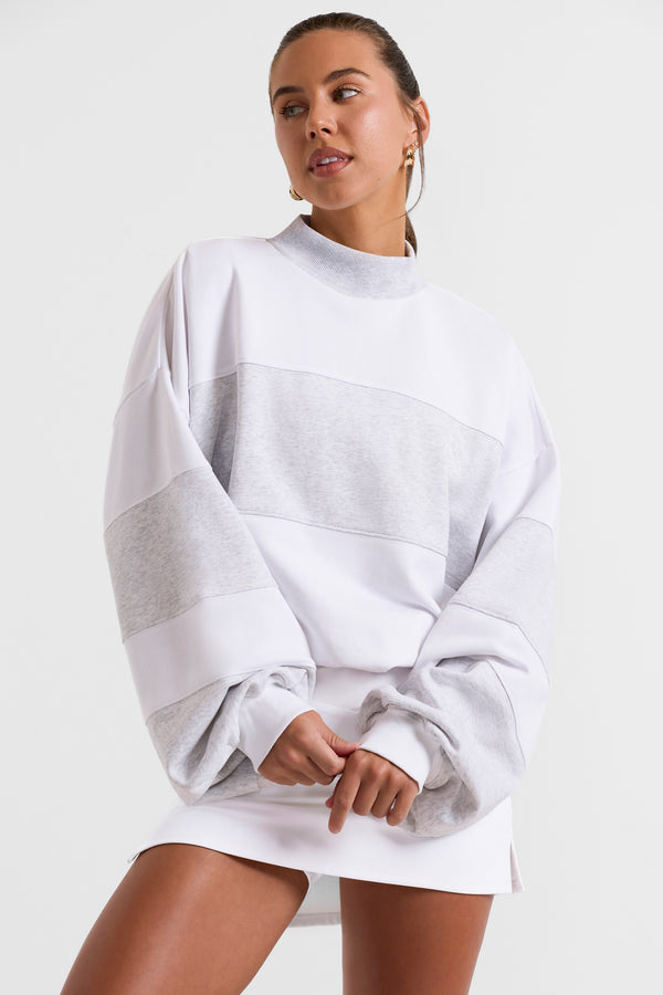 Game - Oversized High Neck Sweatshirt in Soft Grey