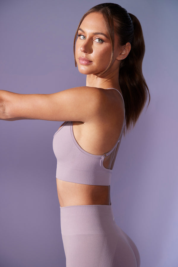 Definition - Low Back Define Luxe Sports Bra in Dusty Lilac