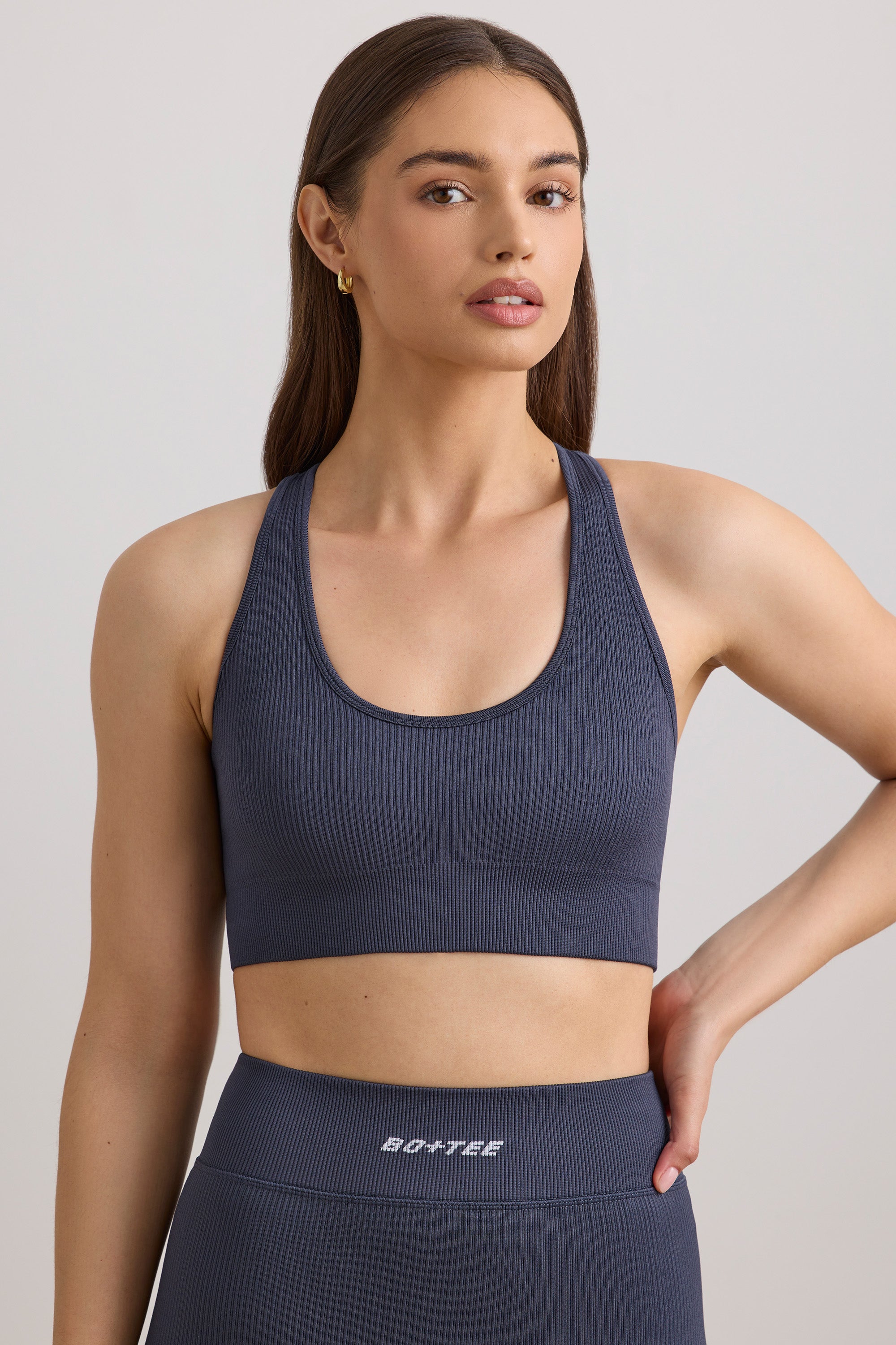 Concentrate - FlexiRib Wide Strap Sports Bra in Slate