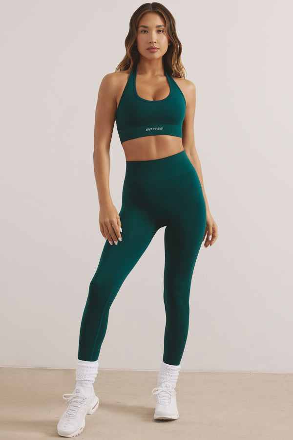Pieces cotton stretch high waisted leggings in green