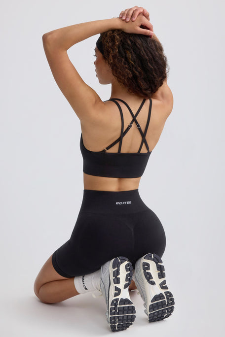 Strappy Define Luxe Sports Bra in Black in Jet Black