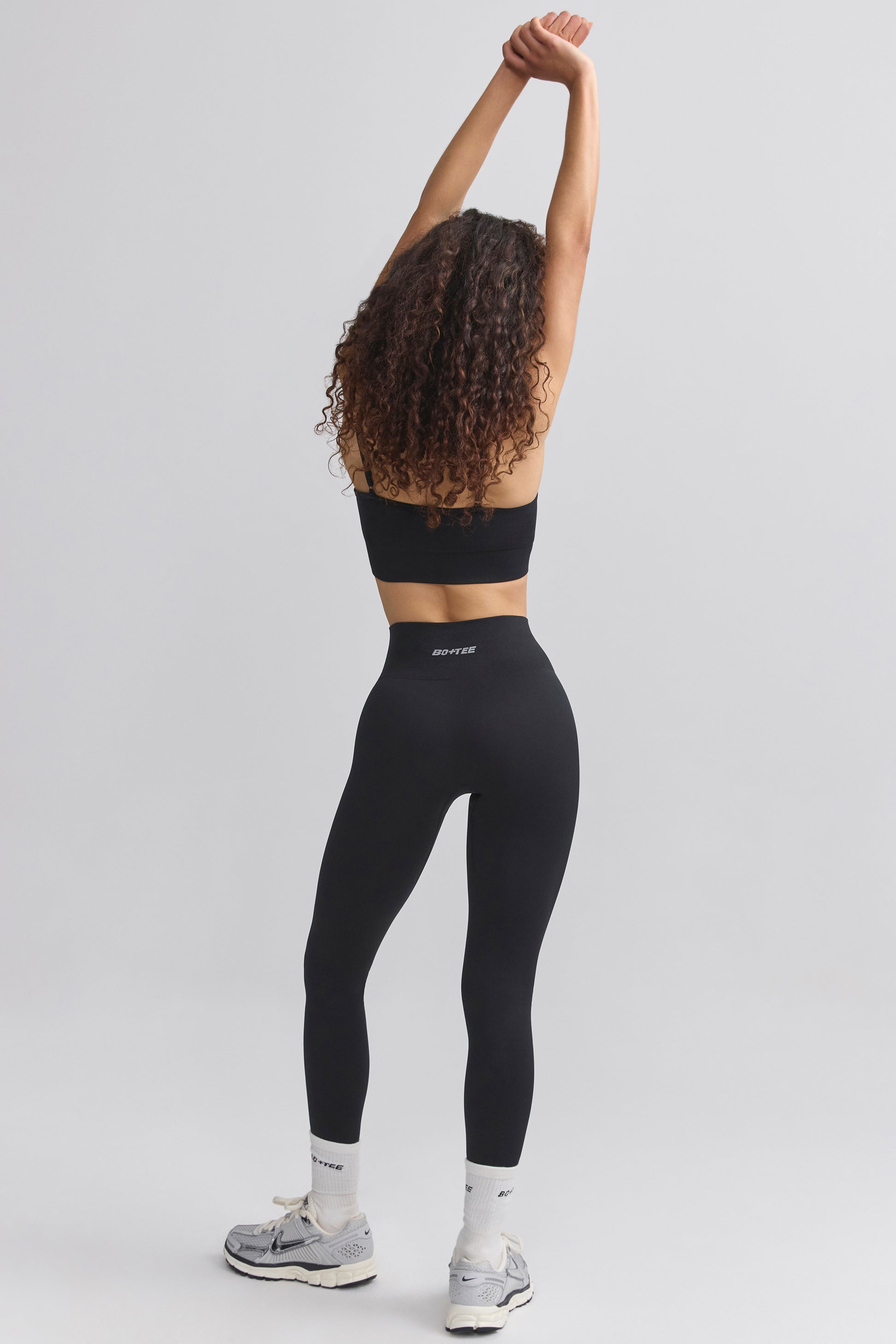 BLACK MELANGE SPORTY LEGGINGS - BLACK