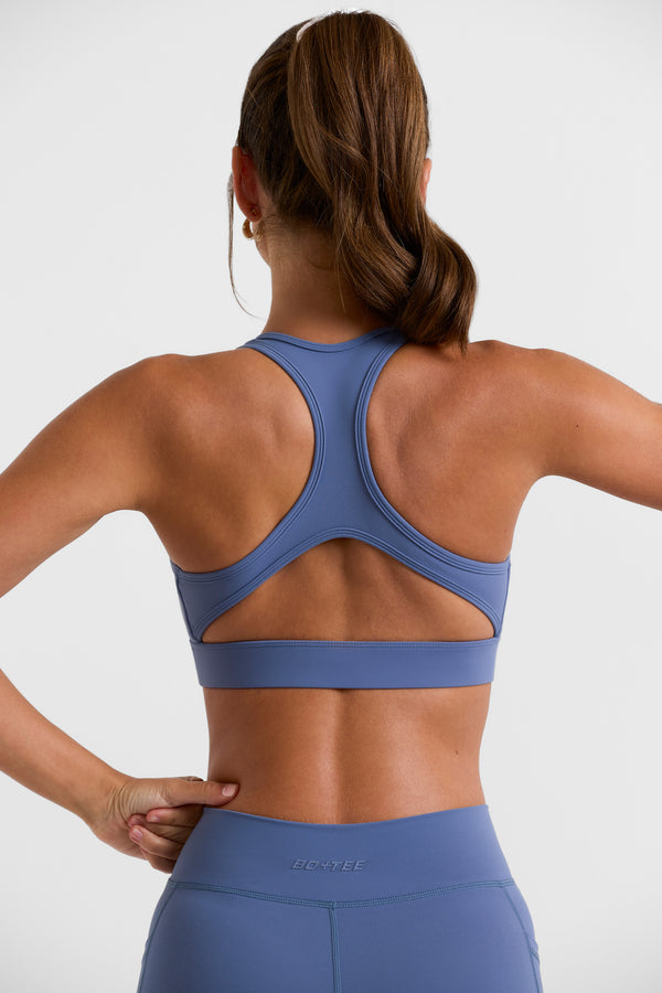 Volley - Cut Out Back Sports Bra in Slate Blue