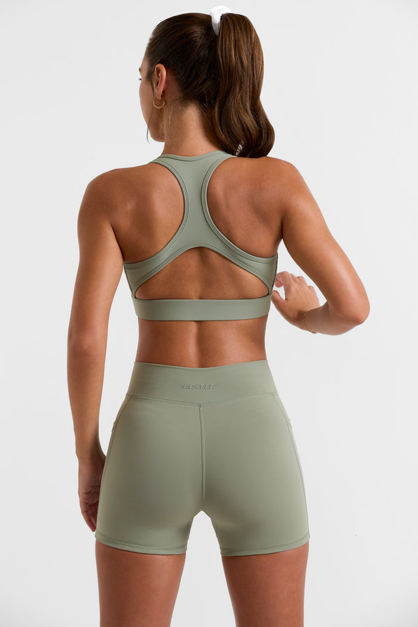 Volley - Cut Out Back Sports Bra in Bamboo Green